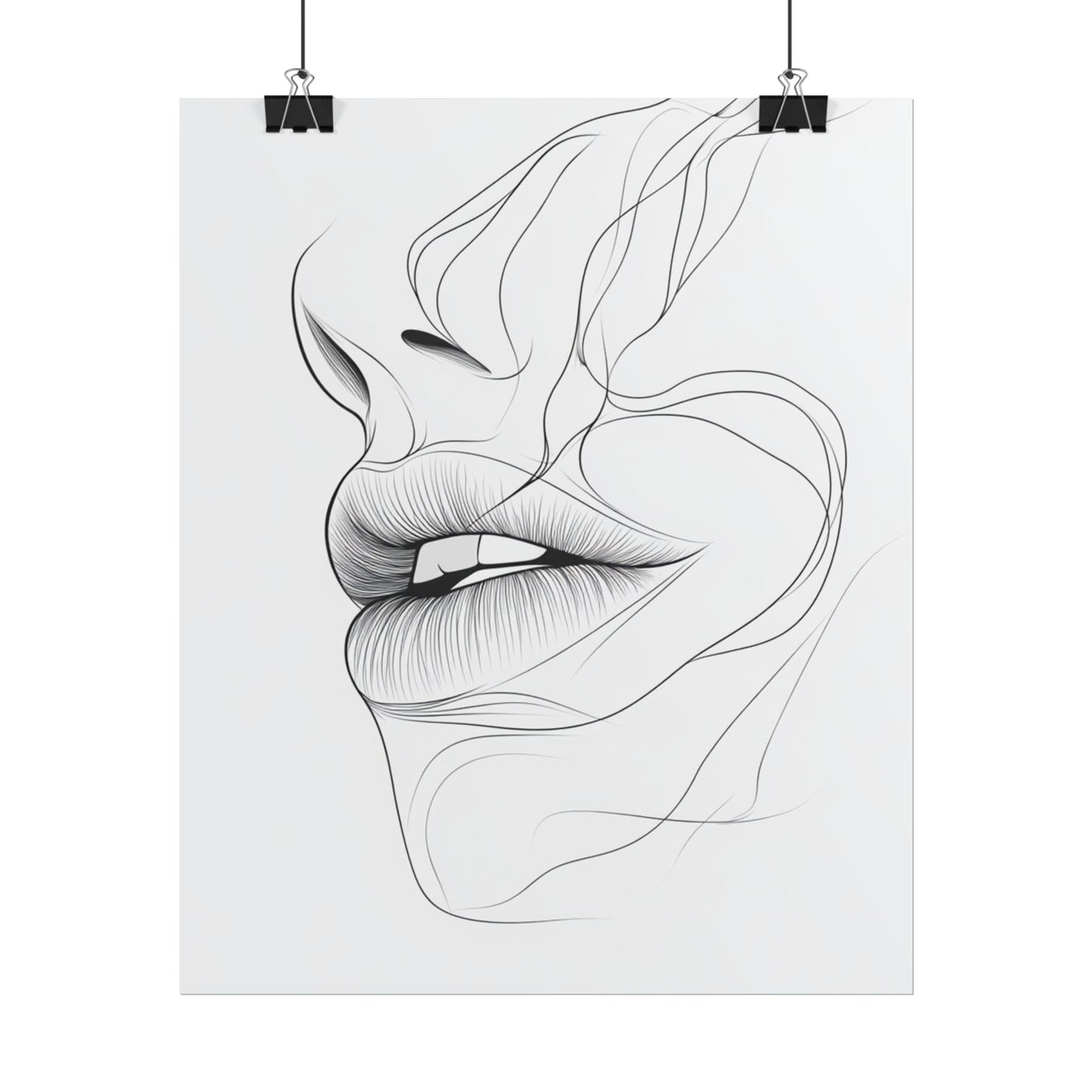 Echoes of Simplicity - Minimalist Abstract Lips Line Art