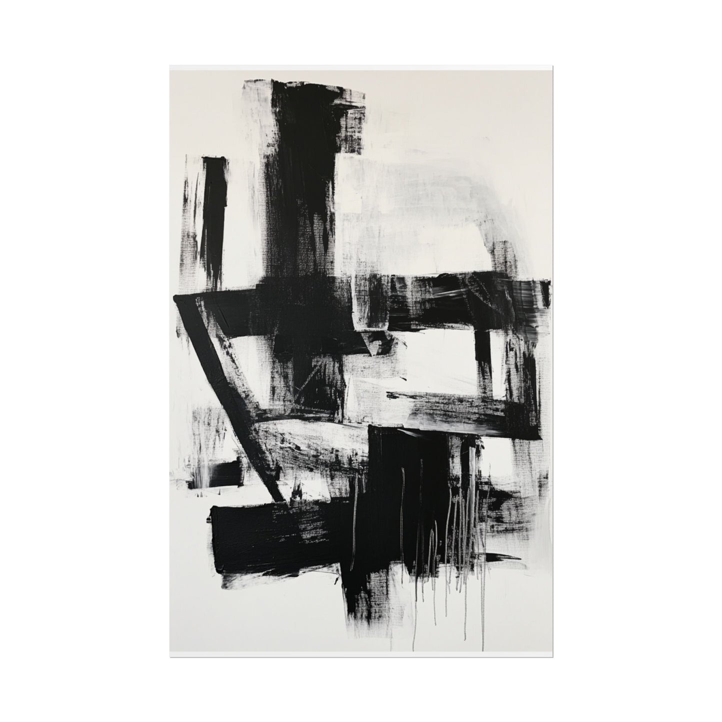 Monochrome Symphony - Abstract Black and White Art Print