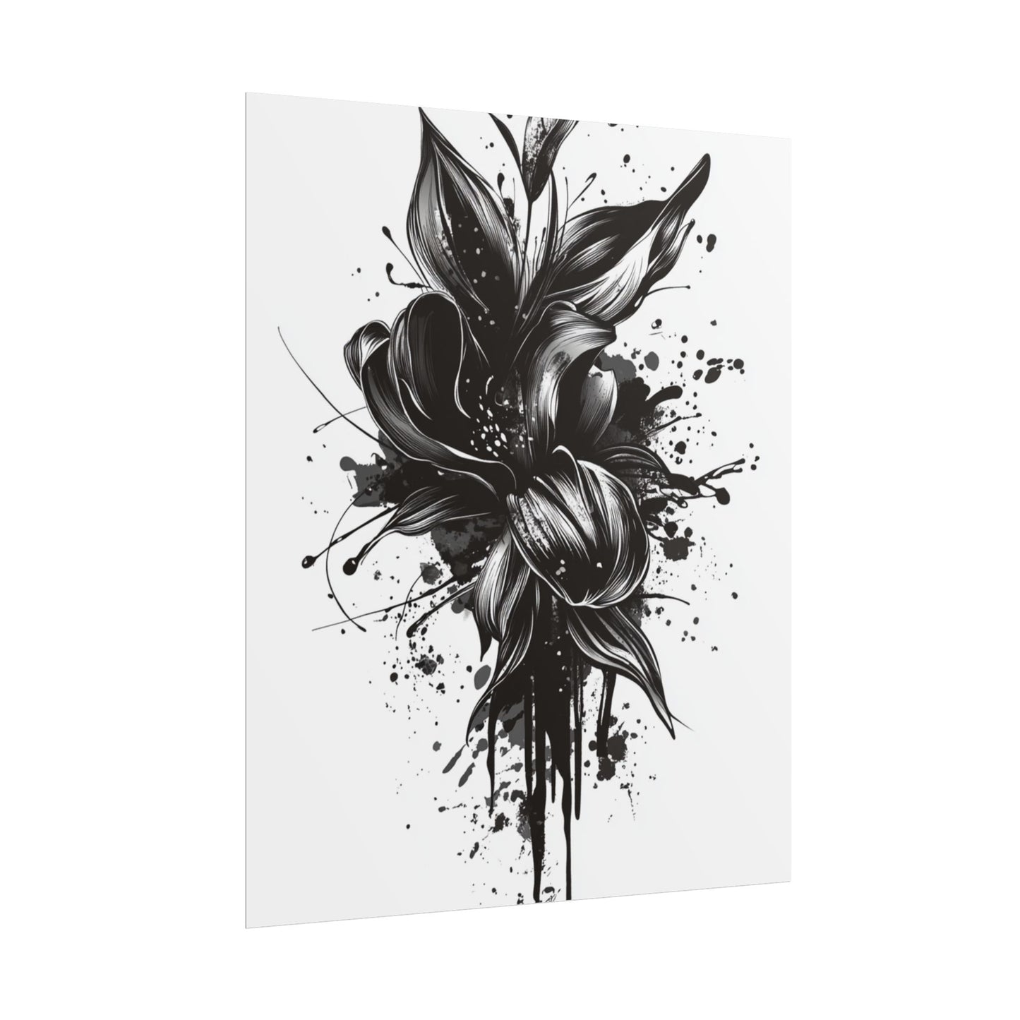 Monochrome Blossom - Abstract Floral Art Print