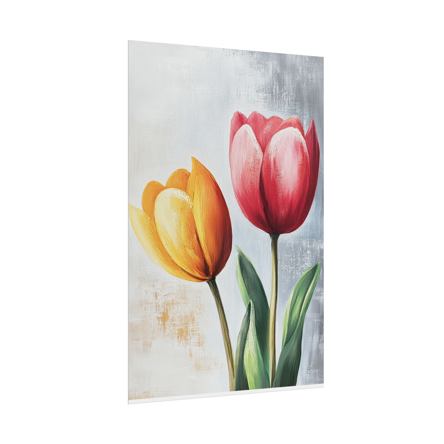 Vibrant Tulips Duo - Abstract Floral Art Print