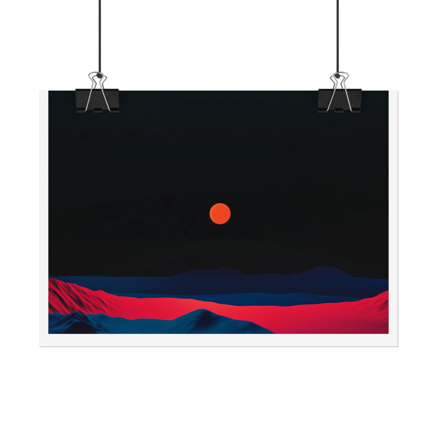 Blood Moon Over Fiery Mountains - Abstract Art Print