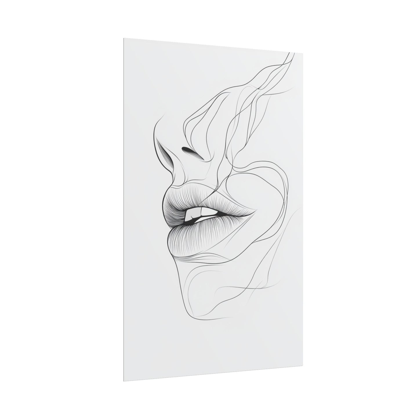 Echoes of Simplicity - Minimalist Abstract Lips Line Art