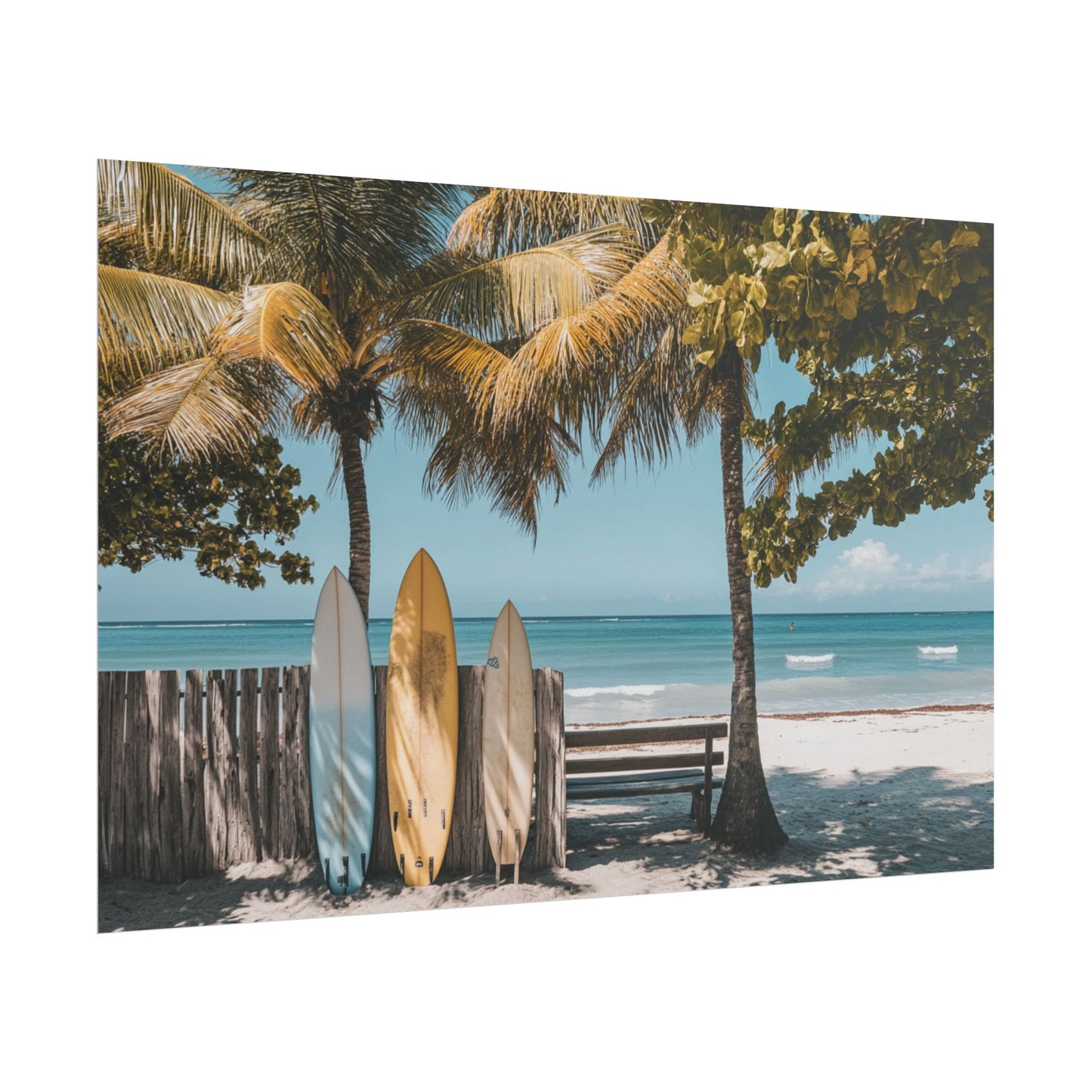 Hawaiian Tropical Beach Vibes with Surfboards