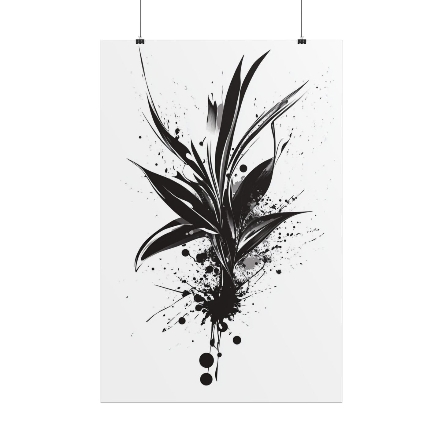 Ink Bloom - Monochrome Abstract Botanical Art Print