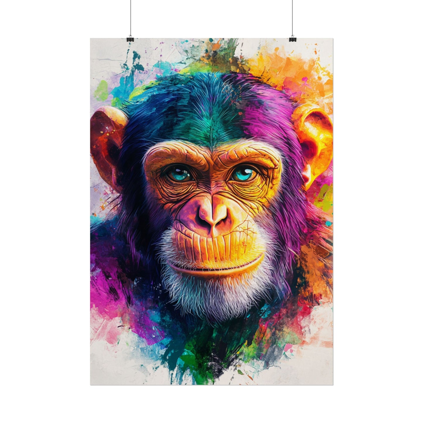 Vibrant Primate - Abstract Portrait of a Chimpanzee