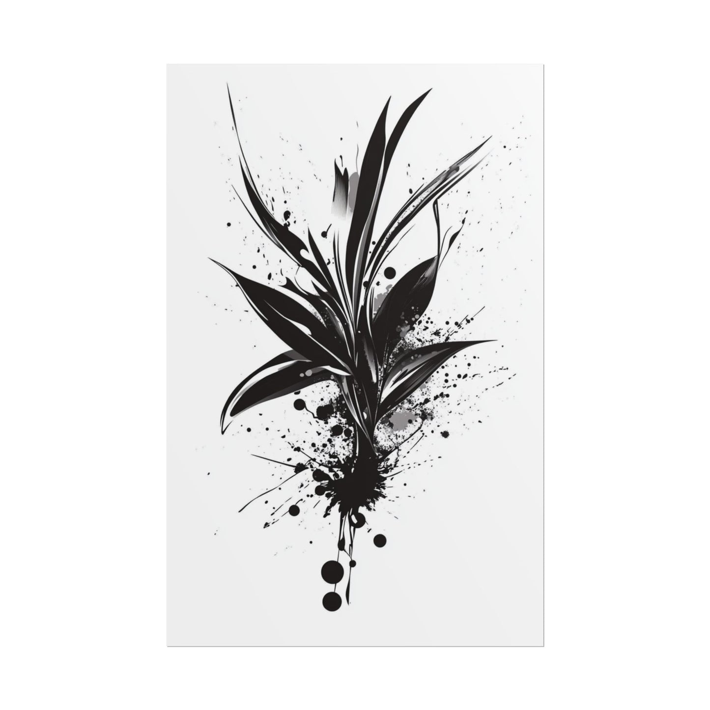 Ink Bloom - Monochrome Abstract Botanical Art Print