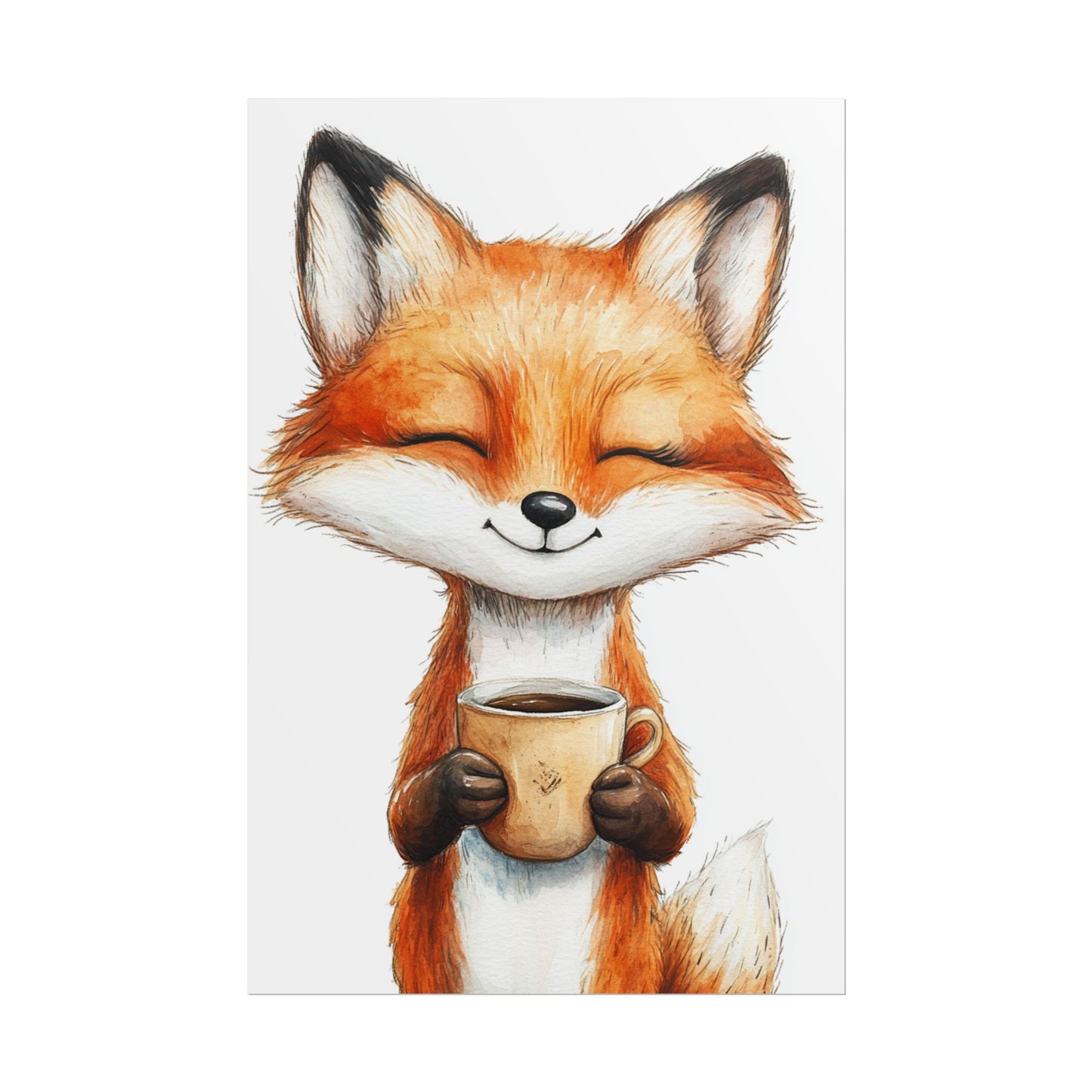 Morning Delight - Abstract Fox with Coffee