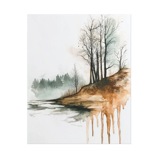 Autumn Reflections - Abstract Watercolour Landscape