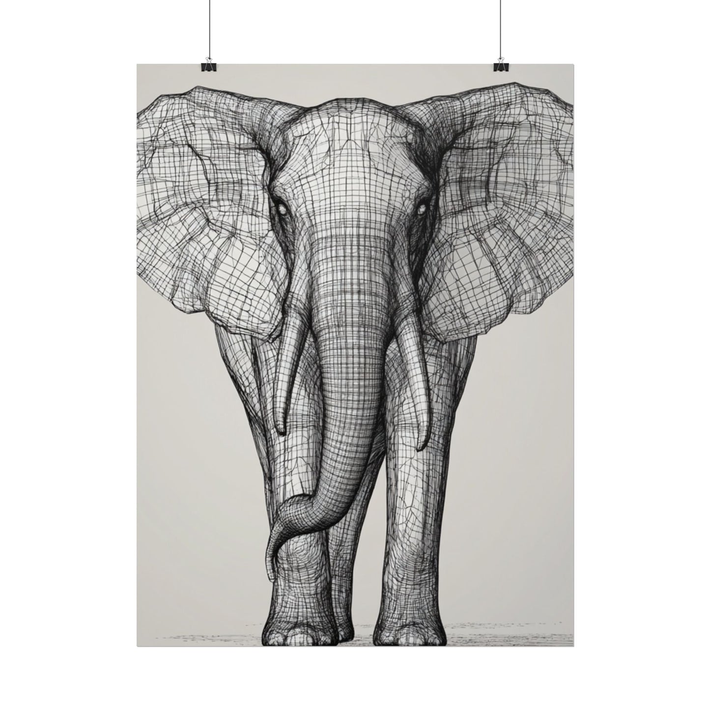 Majestic Lines - Abstract Elephant Wireframe Art