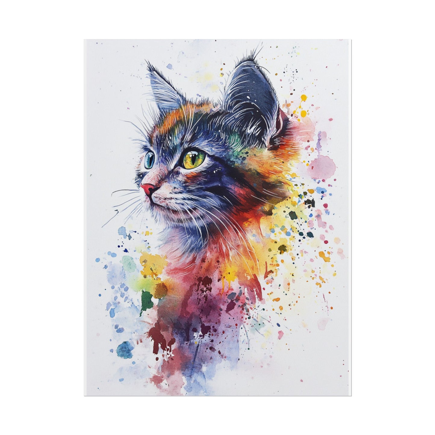 Vibrant Feline - Abstract Watercolour Cat Art Print