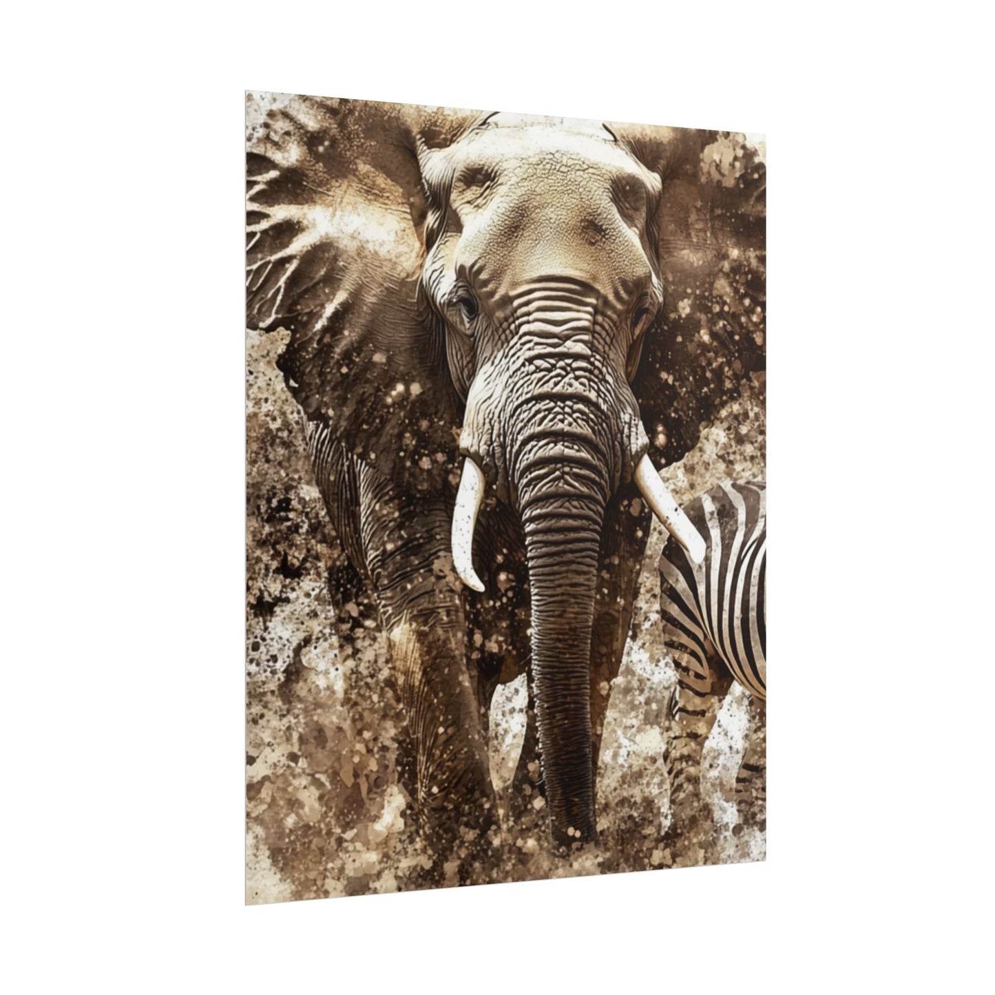 Safari Majesty - Abstract Elephant and Zebra Art Print