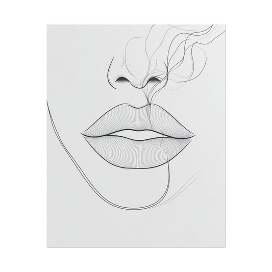 Whispers of Elegance - Abstract Line Art of Lips