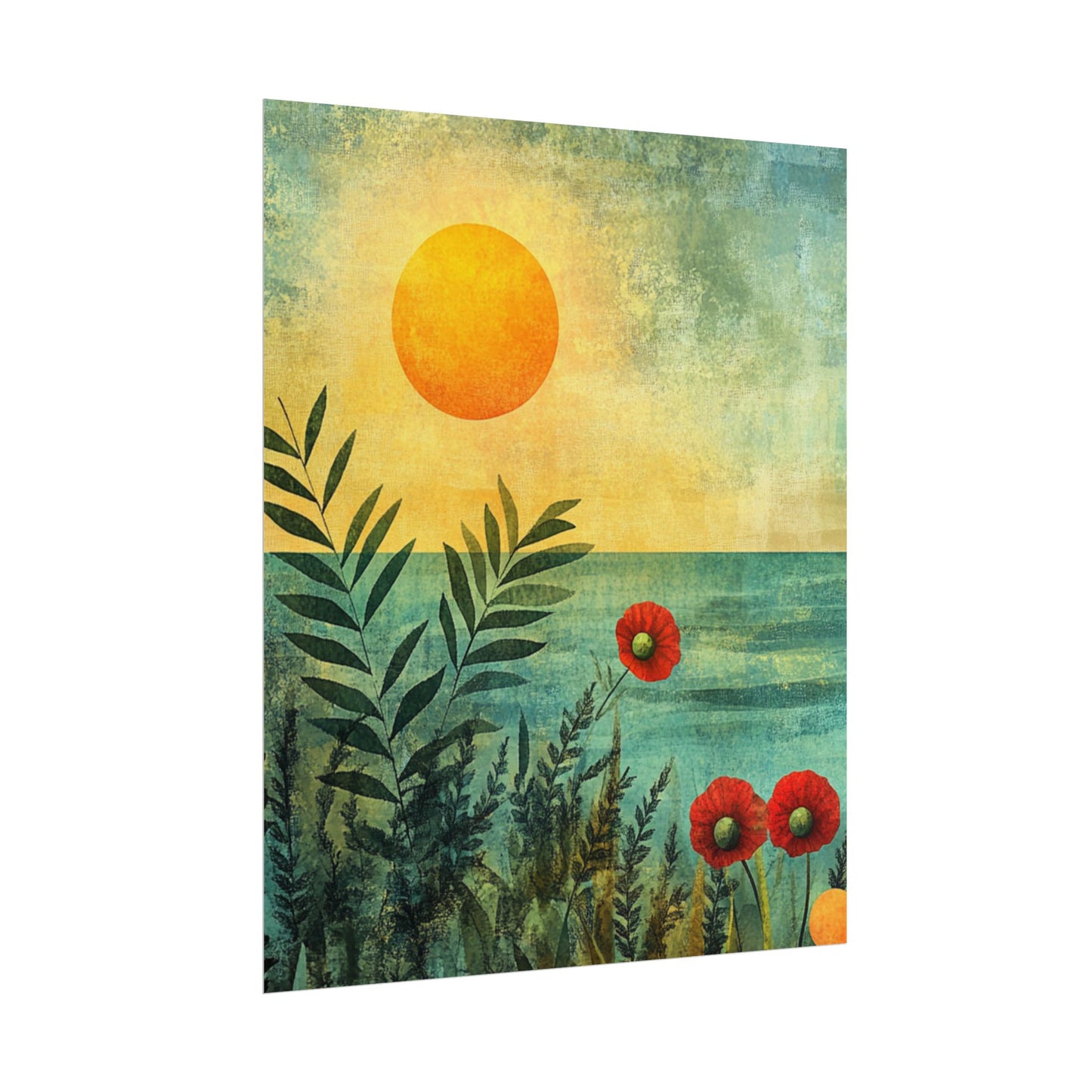 Sunrise Serenity - Abstract Coastal Floral Art Print