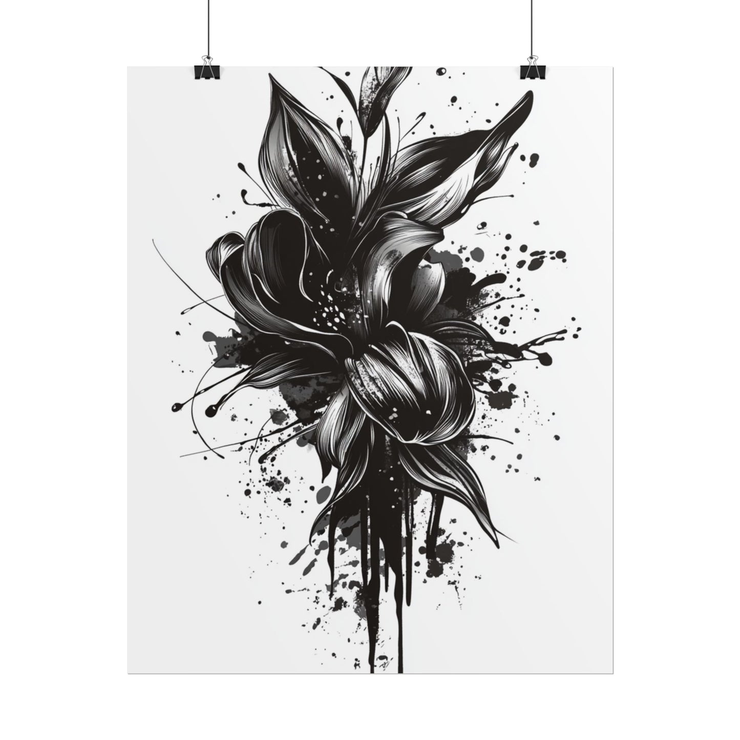 Monochrome Blossom - Abstract Floral Art Print