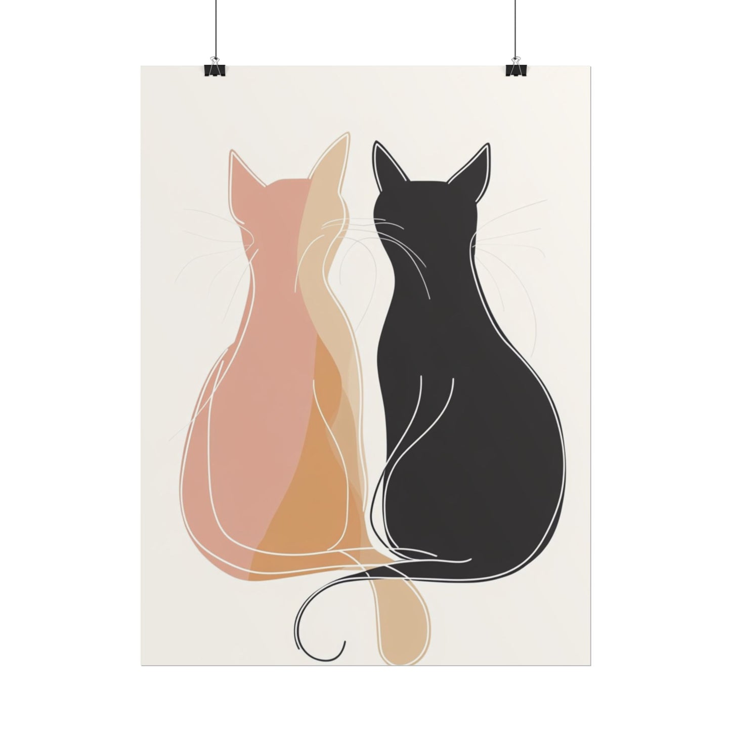 Companions in Silence - Minimalist Abstract Cat Duo