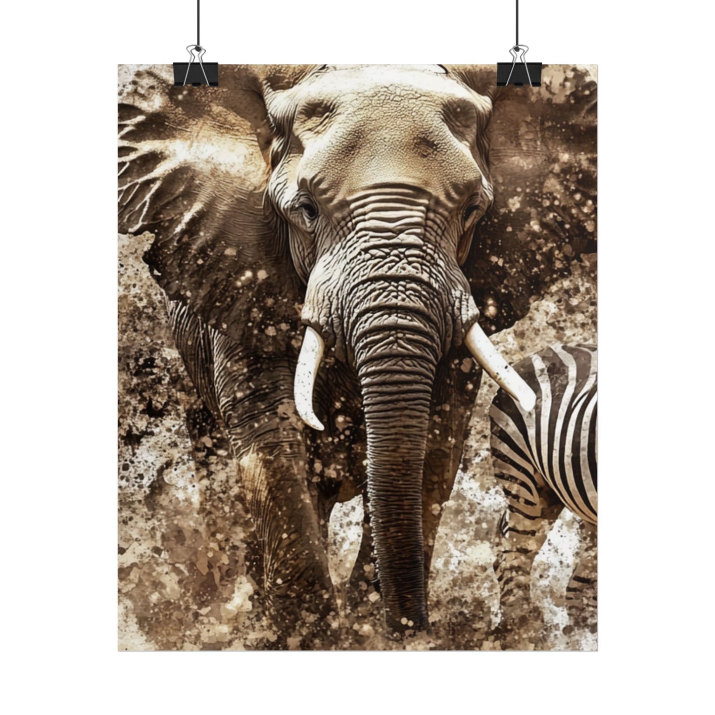 Safari Majesty - Abstract Elephant and Zebra Art Print