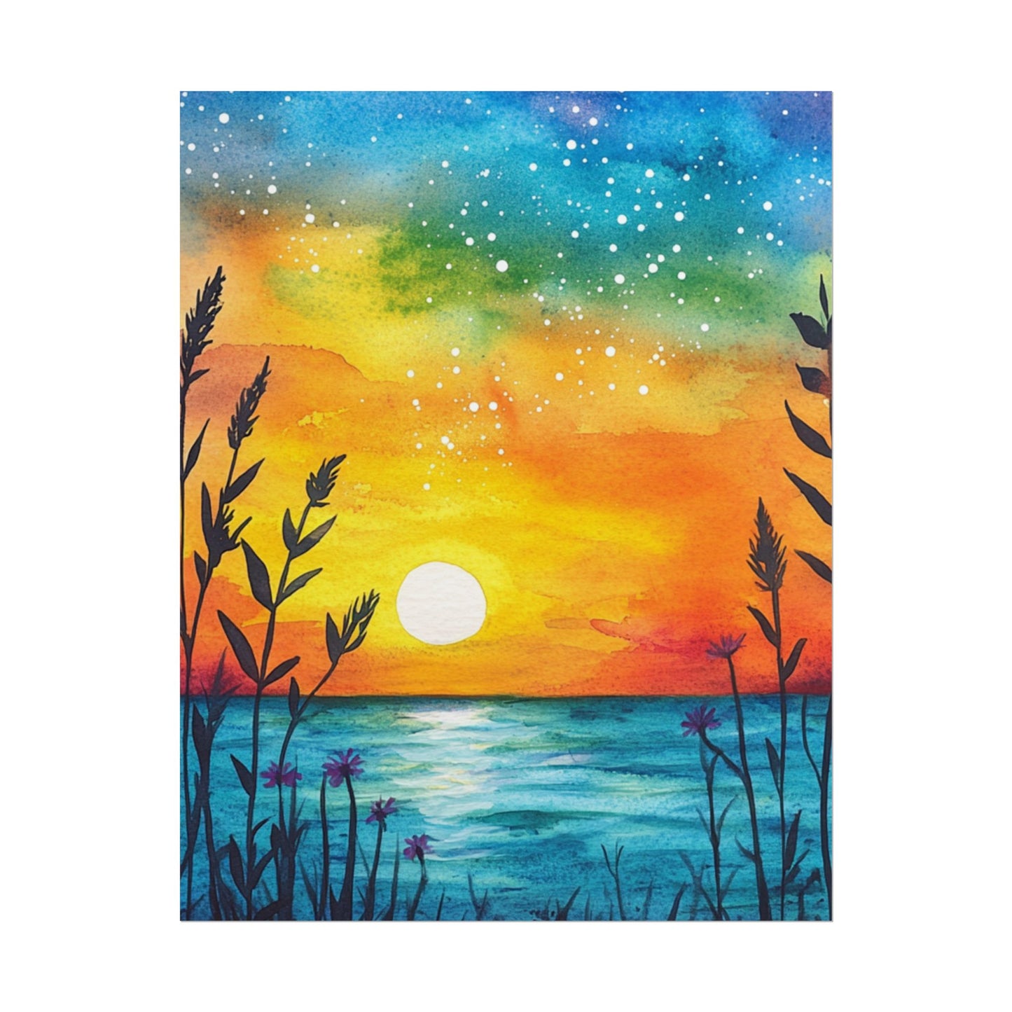 Starlit Sunset - Abstract Coastal Landscape Art Print