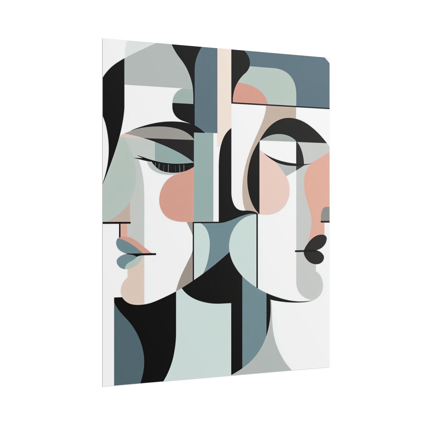 Duality in Form - Abstract Faces Art Print