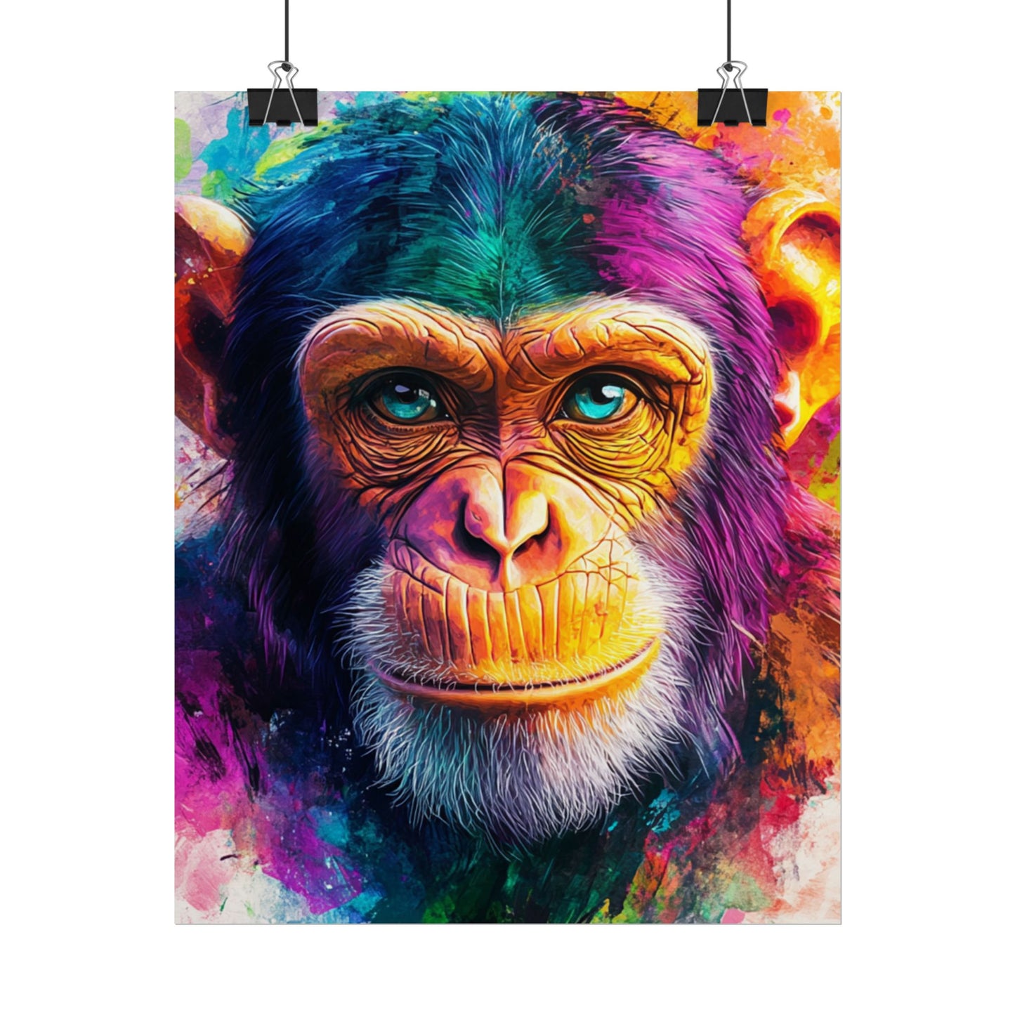 Vibrant Primate - Abstract Portrait of a Chimpanzee