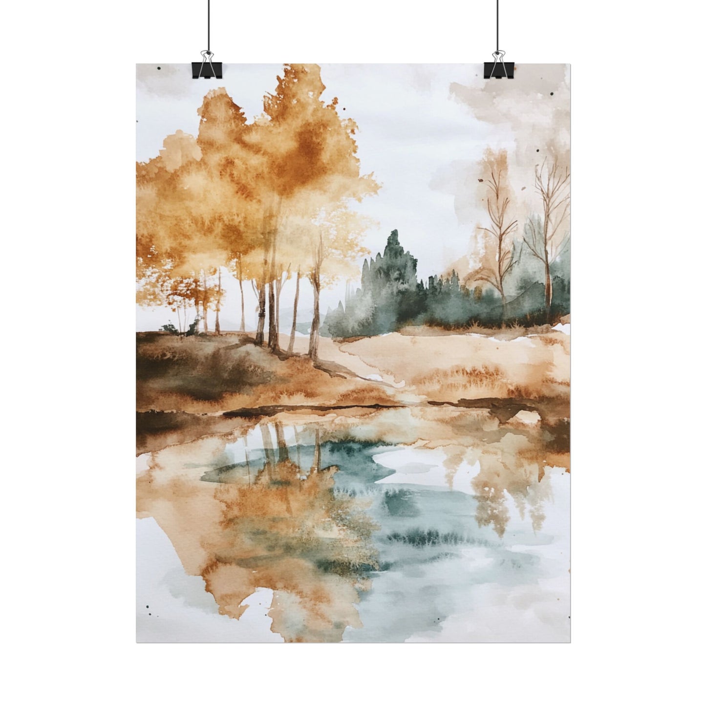 Autumn Serenity - Abstract Landscape Watercolour