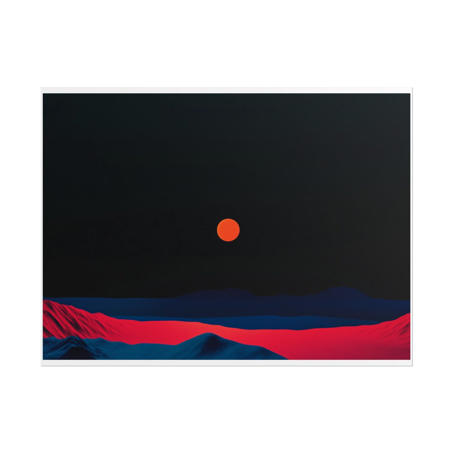 Blood Moon Over Fiery Mountains - Abstract Art Print