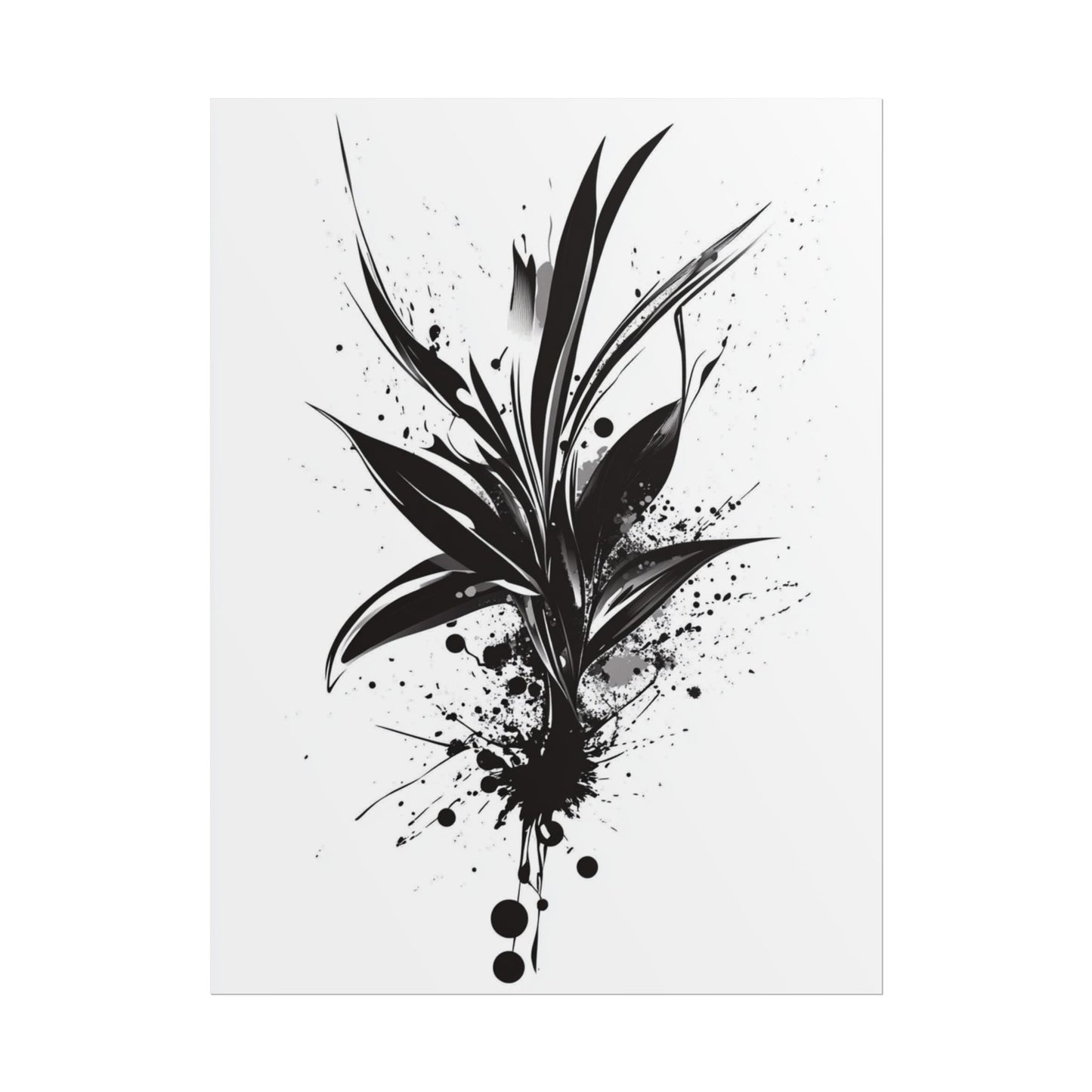 Ink Bloom - Monochrome Abstract Botanical Art Print