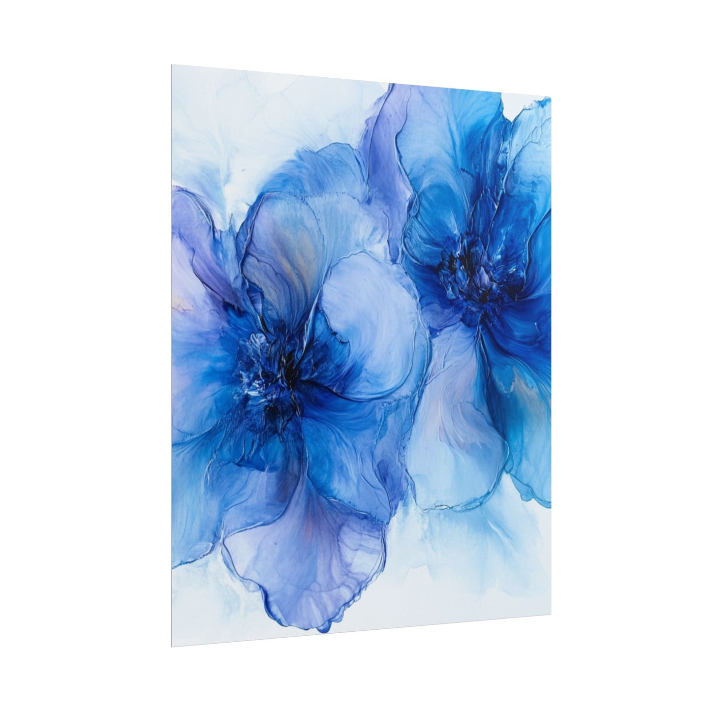 Ethereal Duo - Abstract Floral Art in Shades of Blue