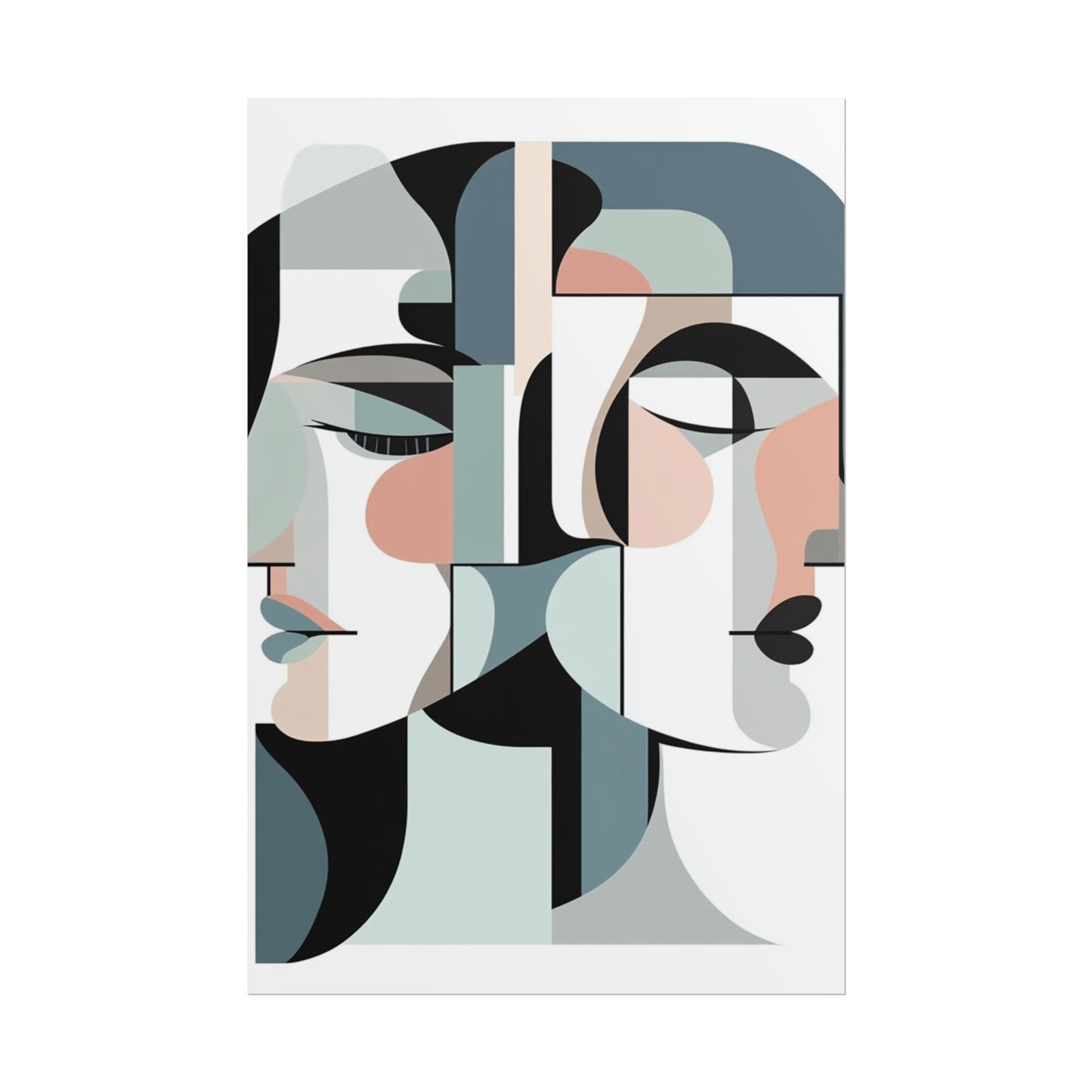 Duality in Form - Abstract Faces Art Print