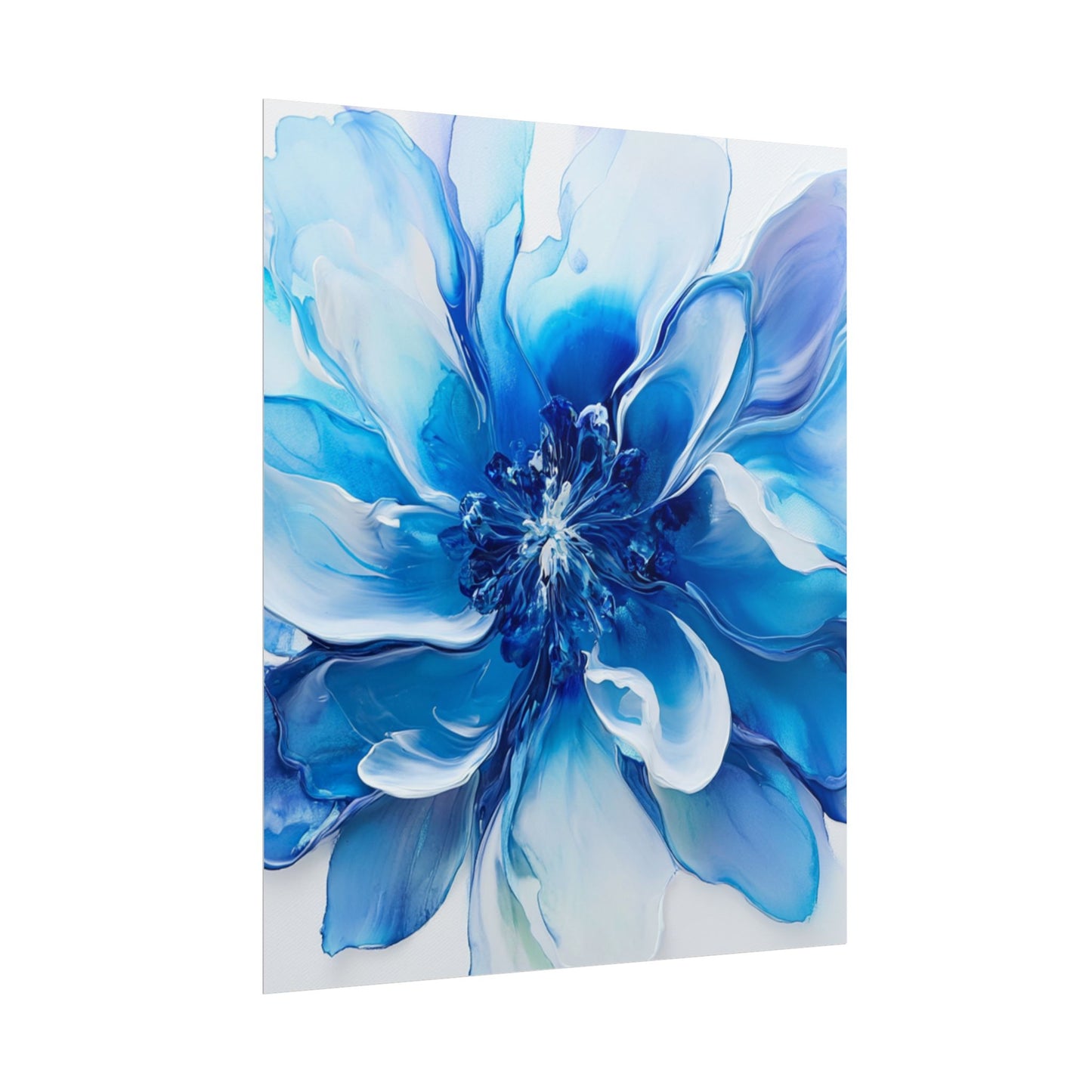 Ethereal Bloom - Abstract Blue Floral Art Print