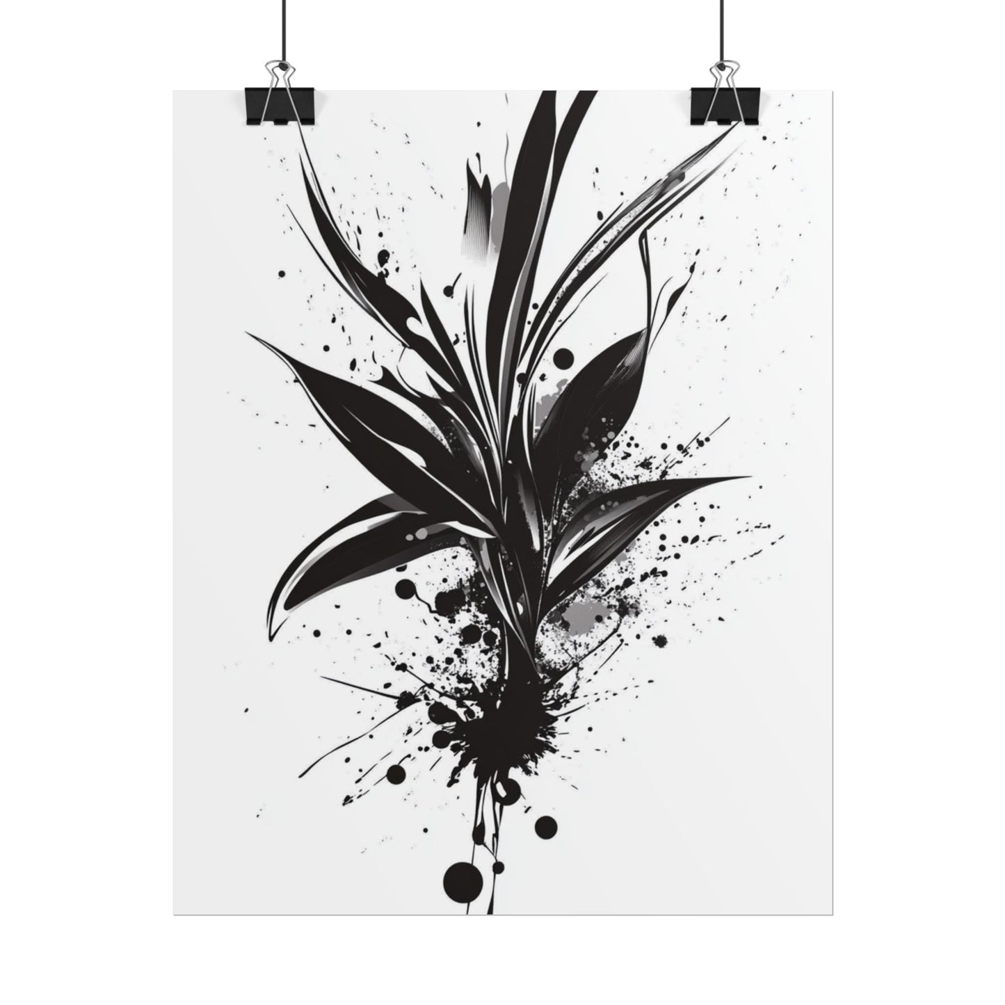 Ink Bloom - Monochrome Abstract Botanical Art Print