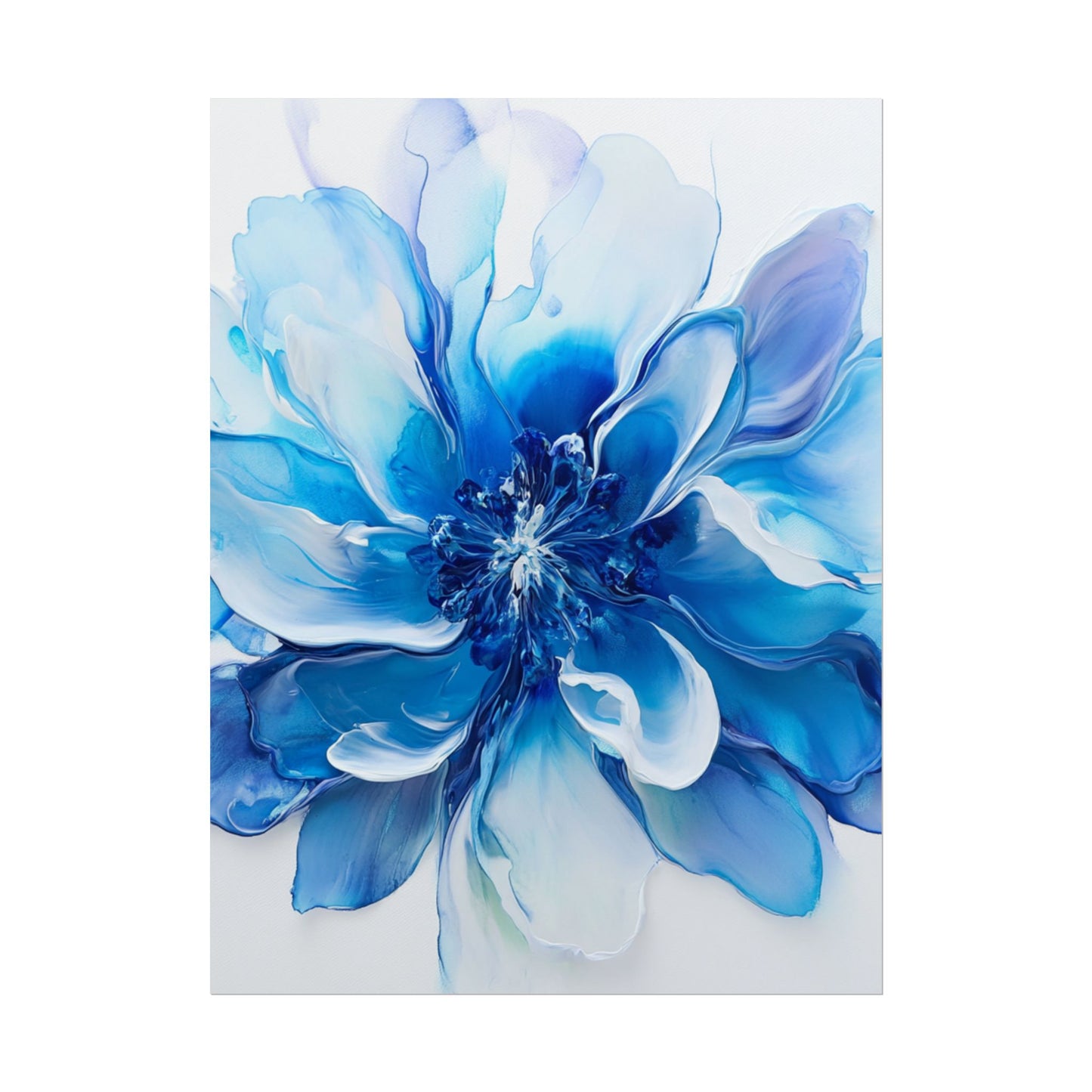 Ethereal Bloom - Abstract Blue Floral Art Print