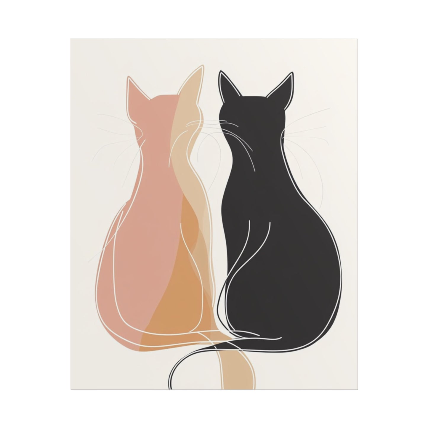 Companions in Silence - Minimalist Abstract Cat Duo