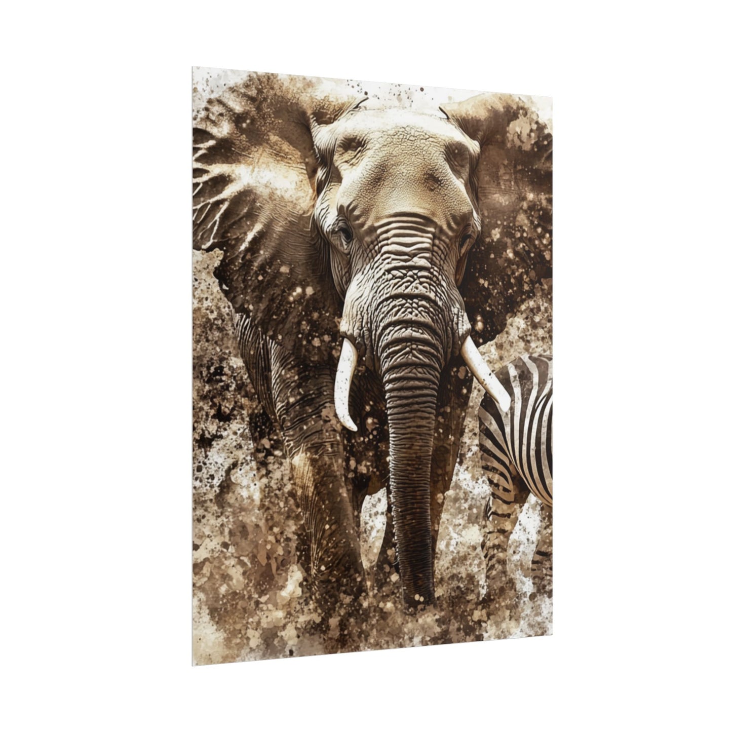 Safari Majesty - Abstract Elephant and Zebra Art Print