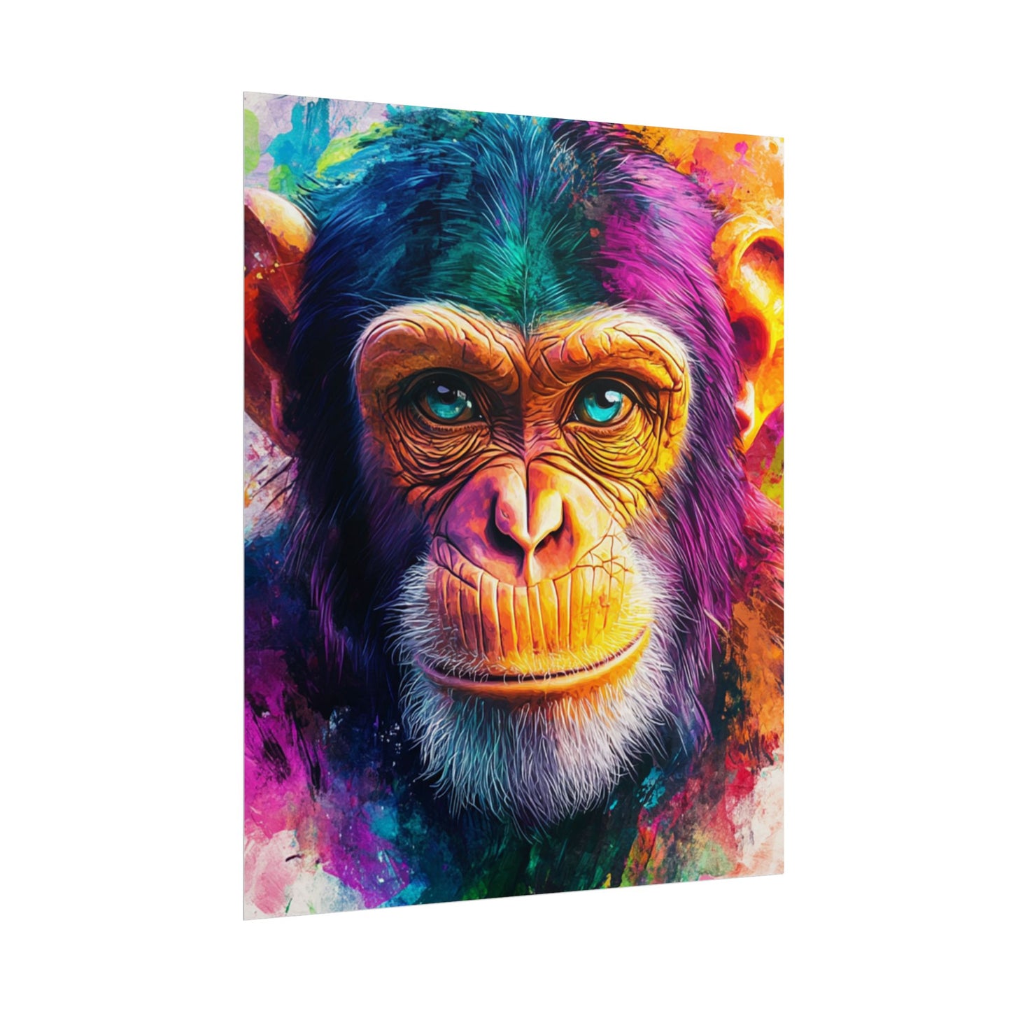 Vibrant Primate - Abstract Portrait of a Chimpanzee