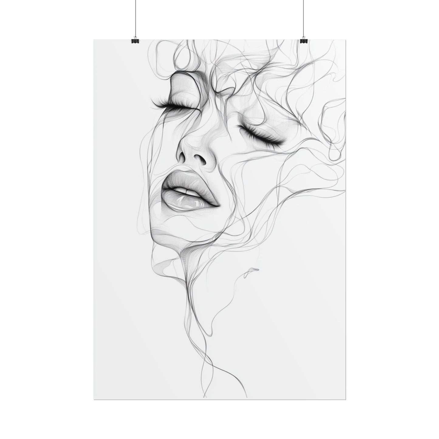 Ethereal Whispers - Abstract Line Art Portrait