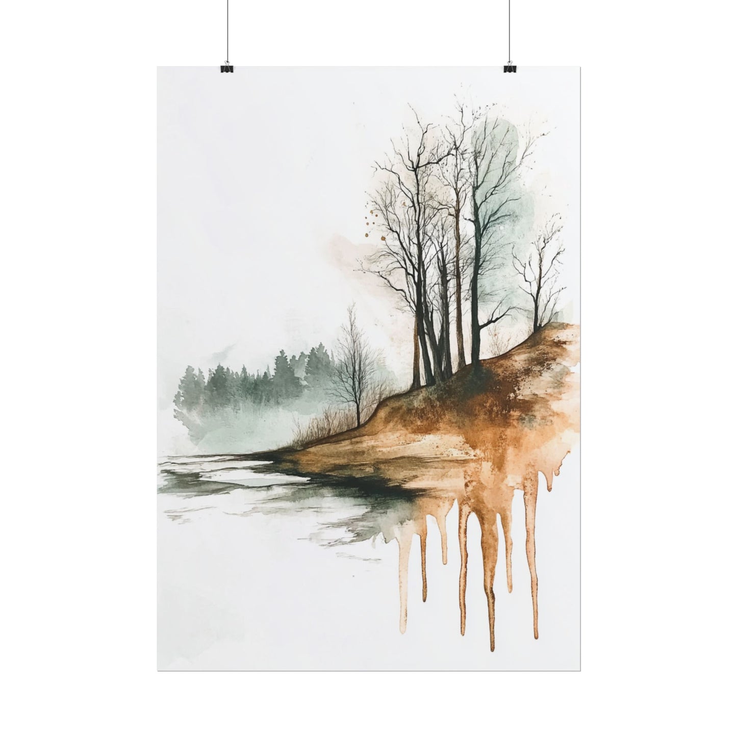 Autumn Reflections - Abstract Watercolour Landscape