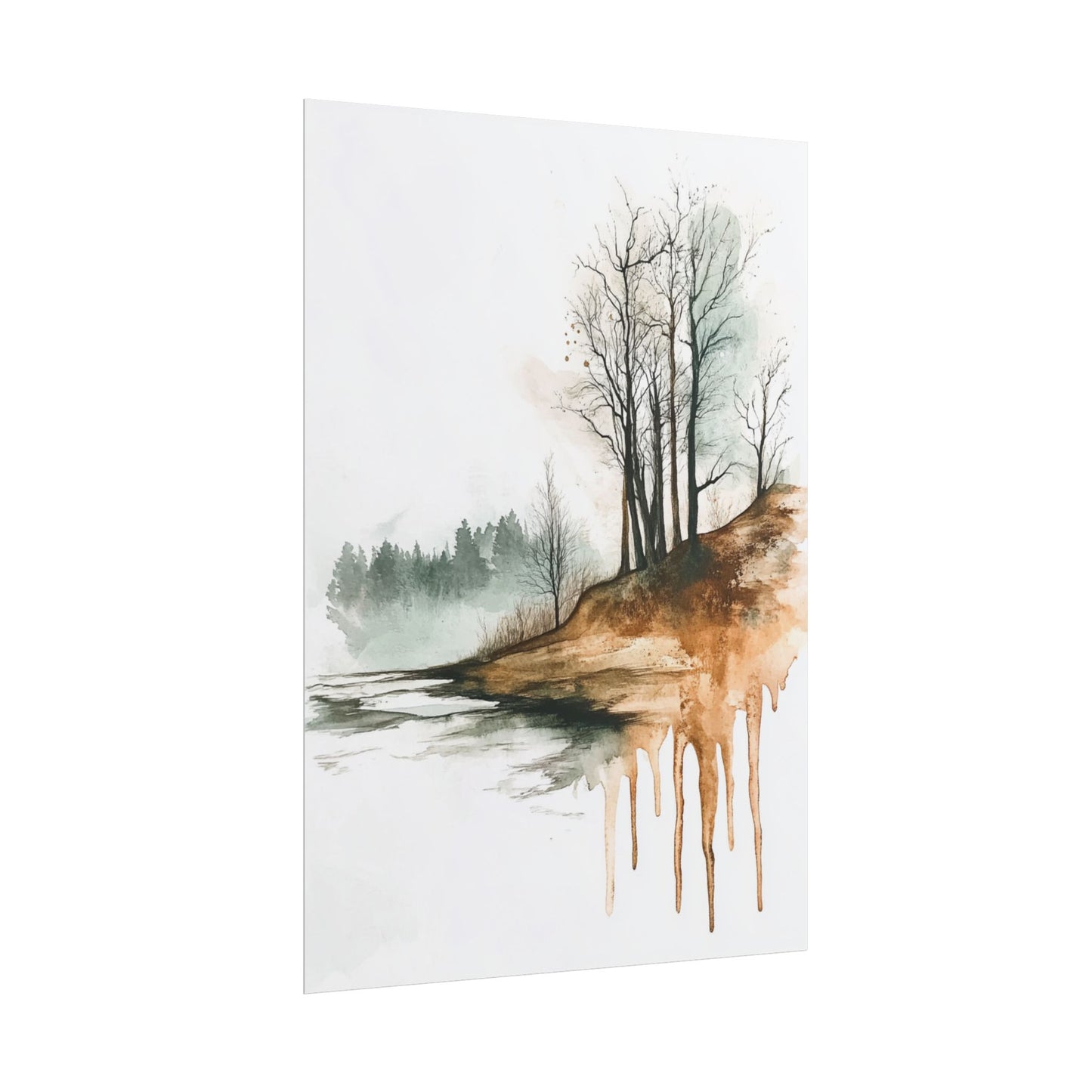 Autumn Reflections - Abstract Watercolour Landscape