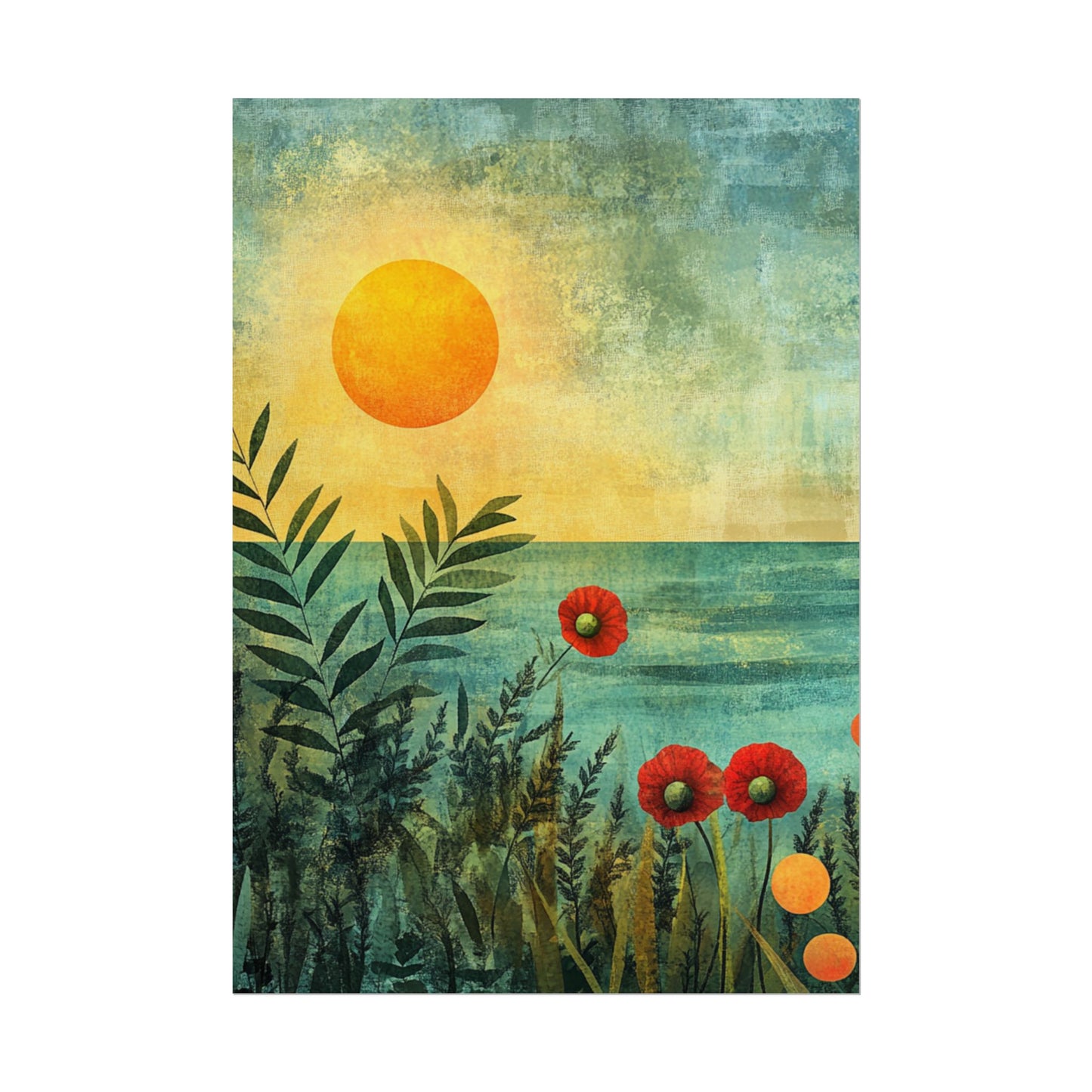 Sunrise Serenity - Abstract Coastal Floral Art Print