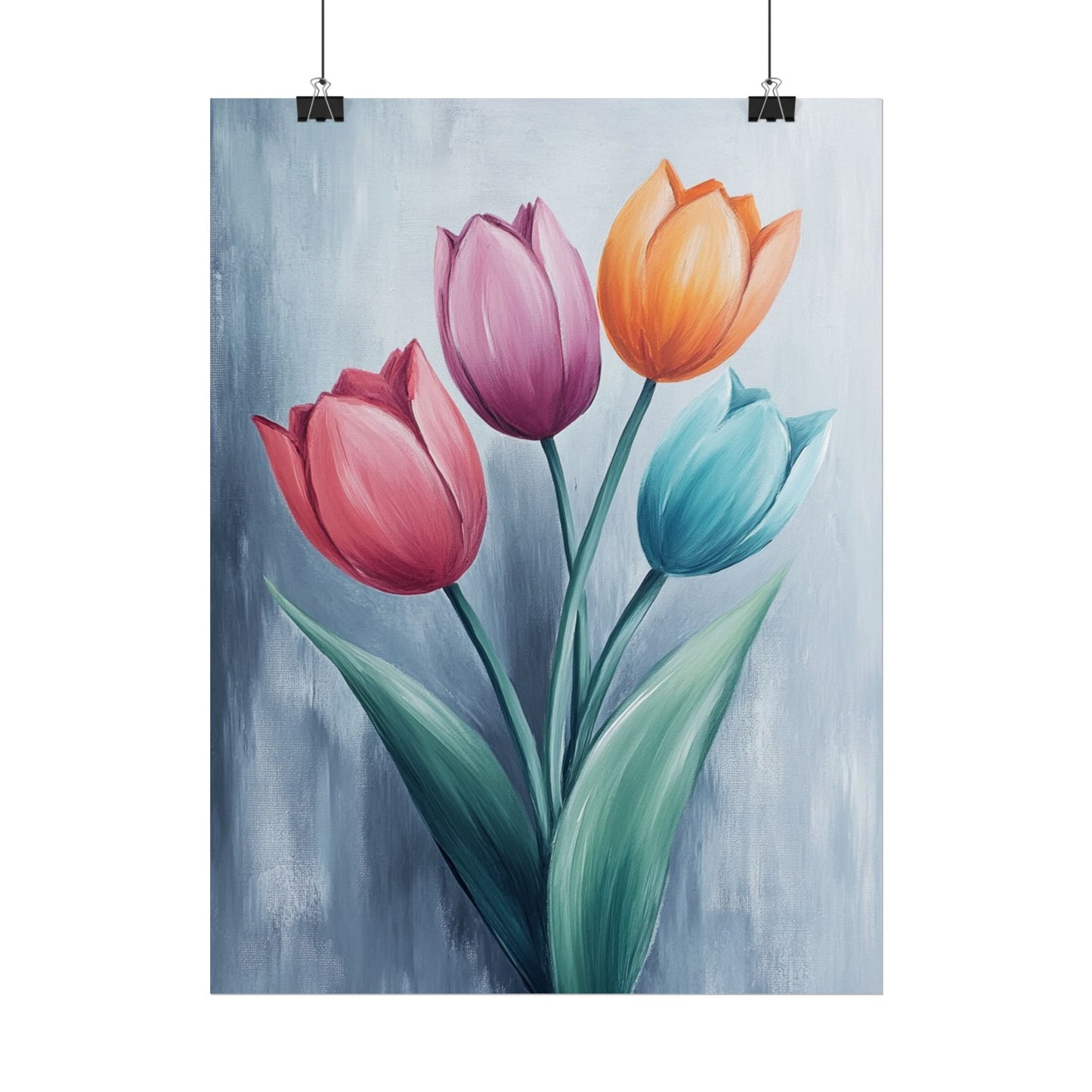 Colourful Tulip Quartet - Abstract Floral Art Print