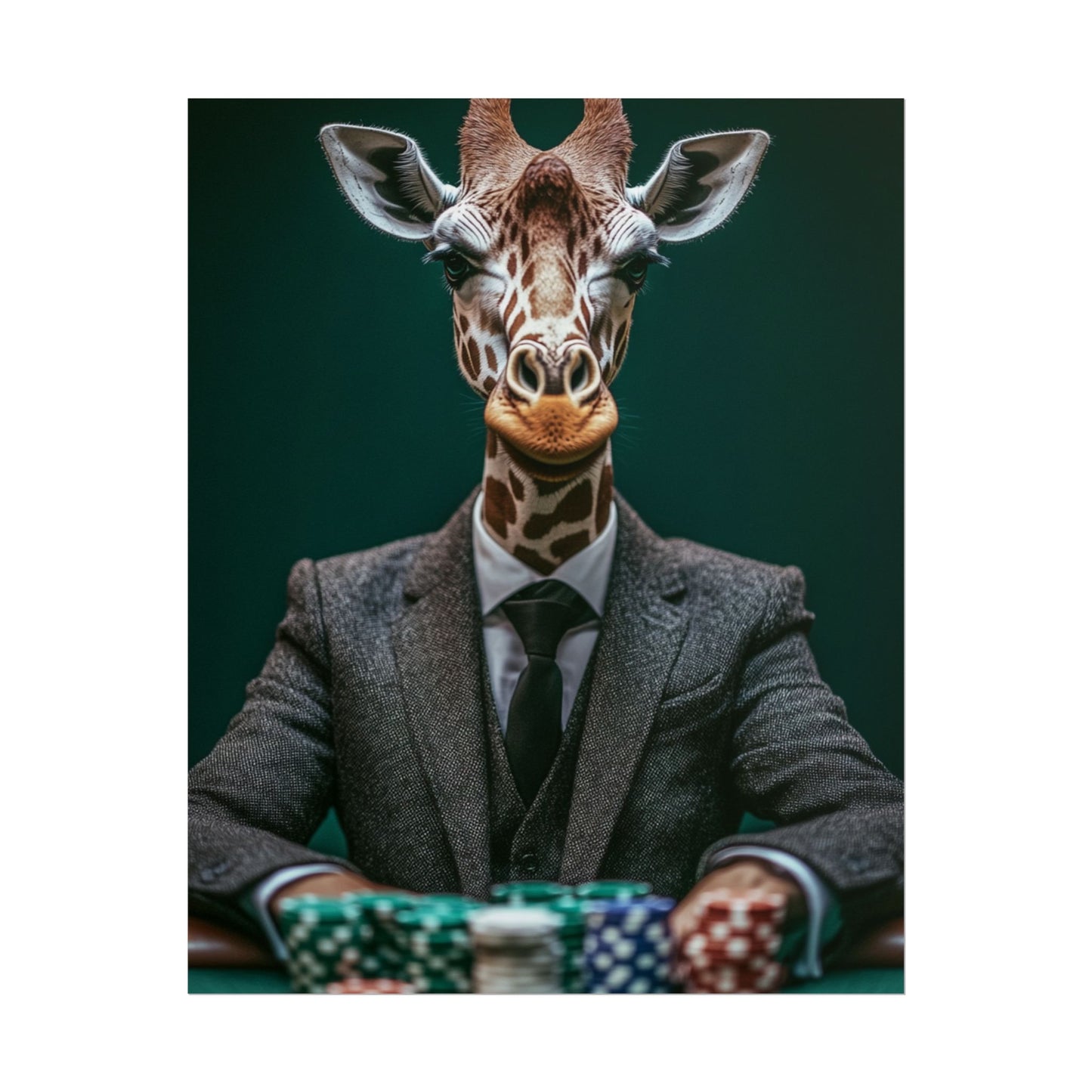 Poker Face Giraffe - Abstract Art with a Playful Twist