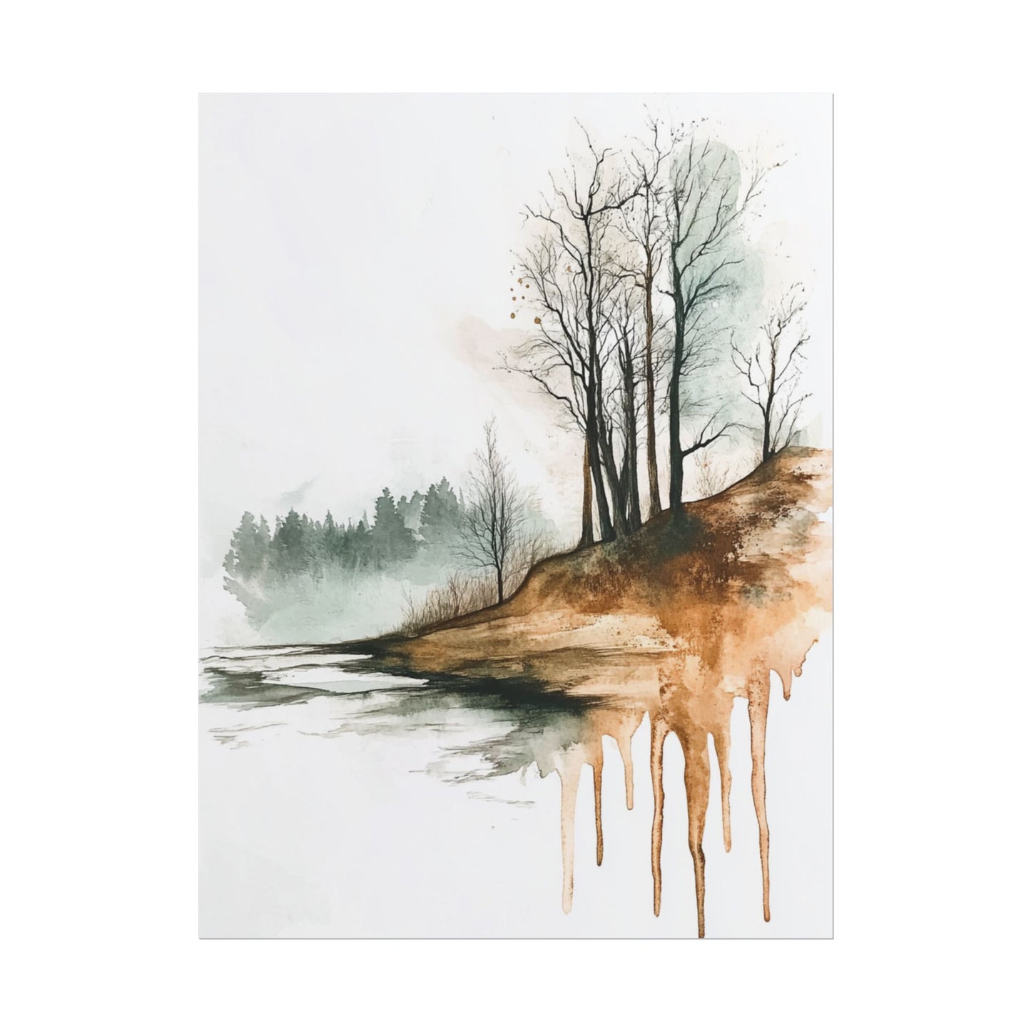 Autumn Reflections - Abstract Watercolour Landscape