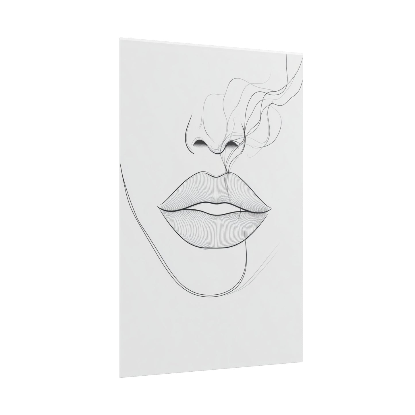 Whispers of Elegance - Abstract Line Art of Lips