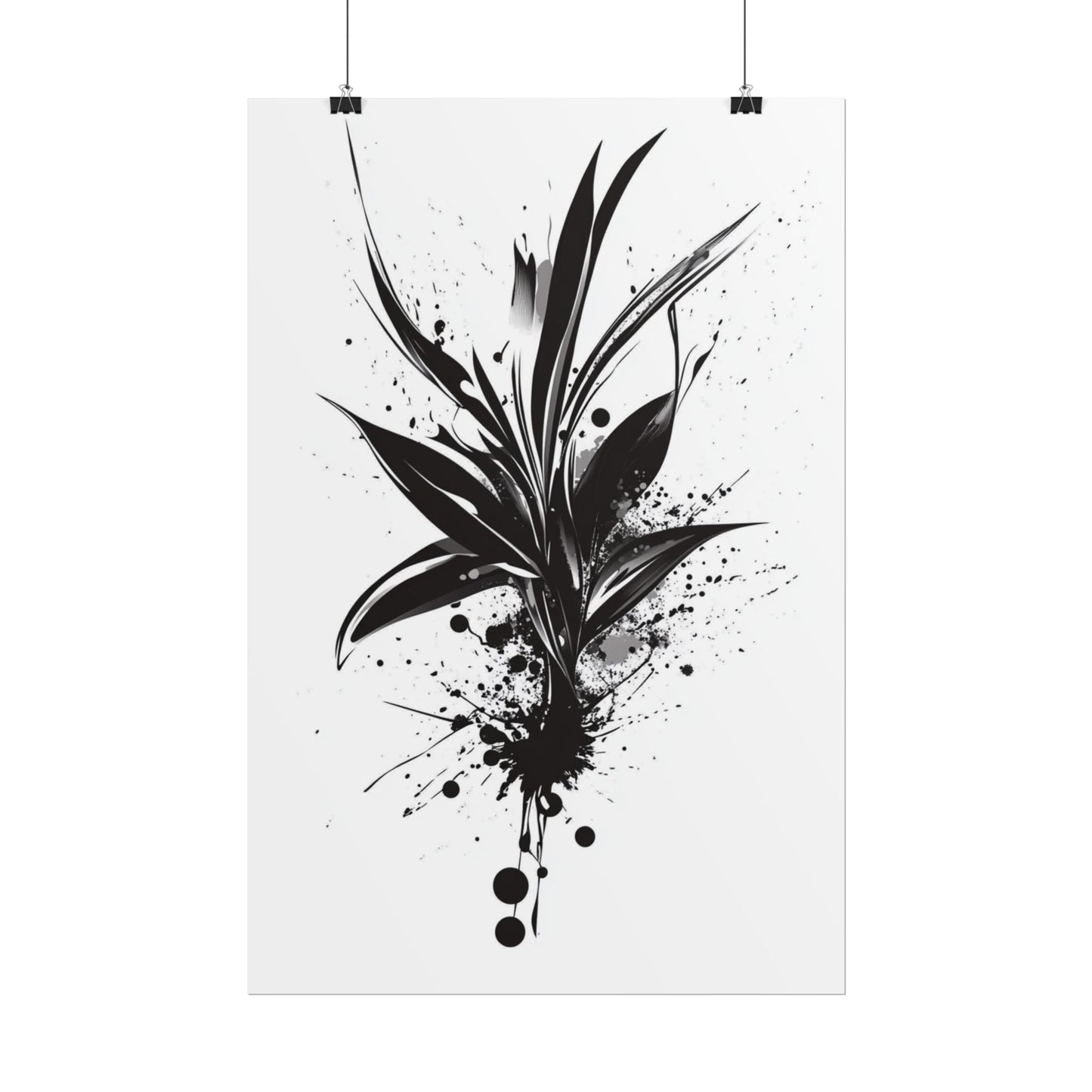 Ink Bloom - Monochrome Abstract Botanical Art Print