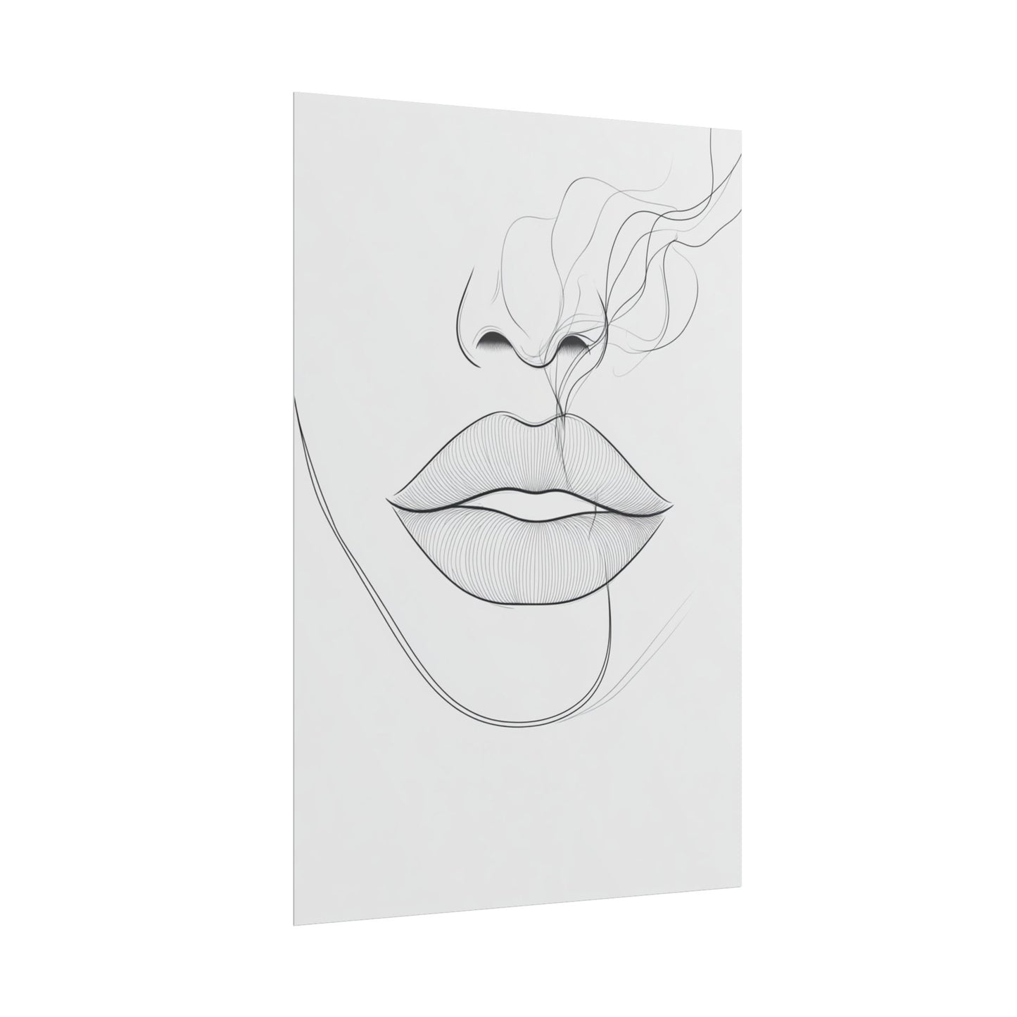 Whispers of Elegance - Abstract Line Art of Lips