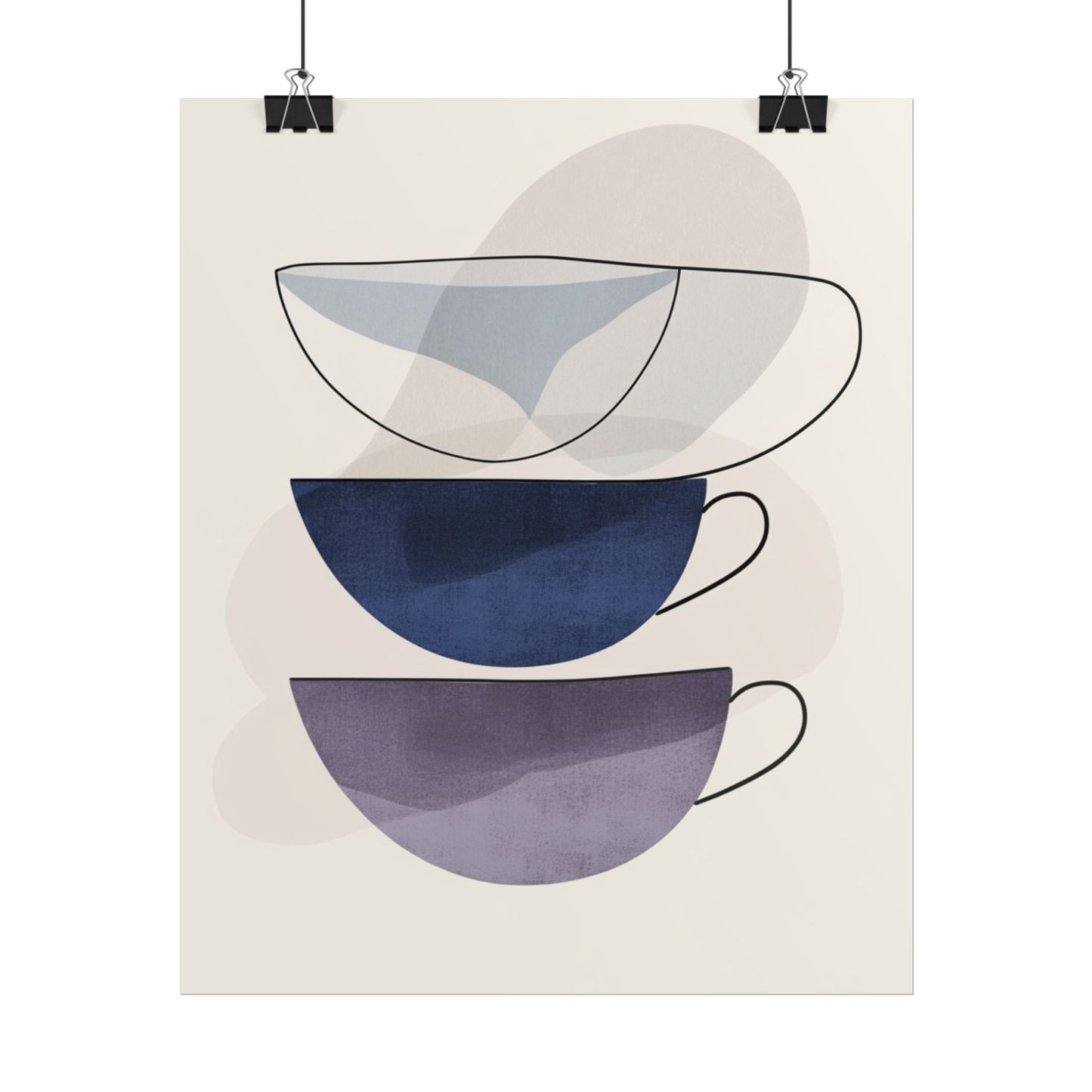 Minimalist Teacups - Abstract Modern Art Print