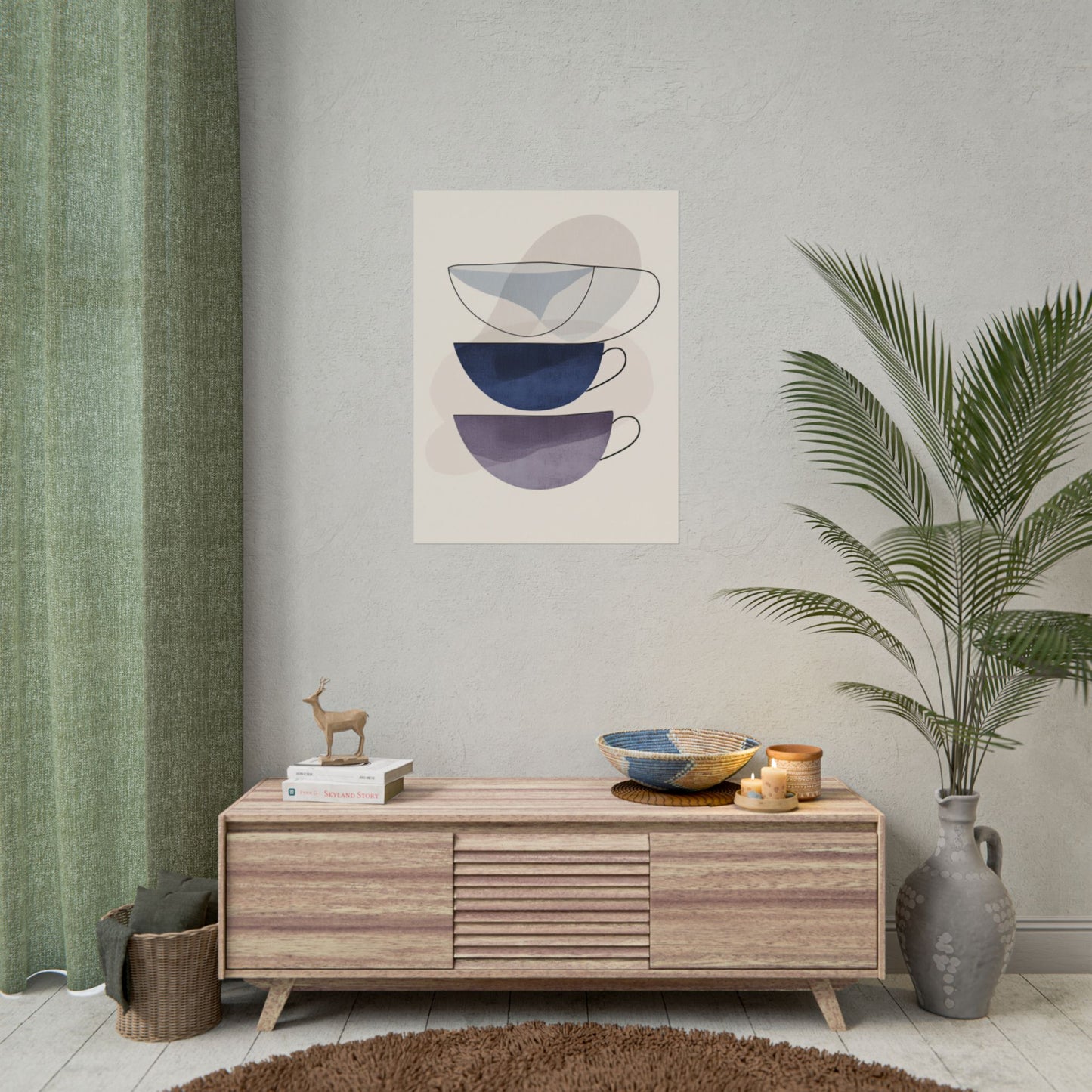 Minimalist Teacups - Abstract Modern Art Print