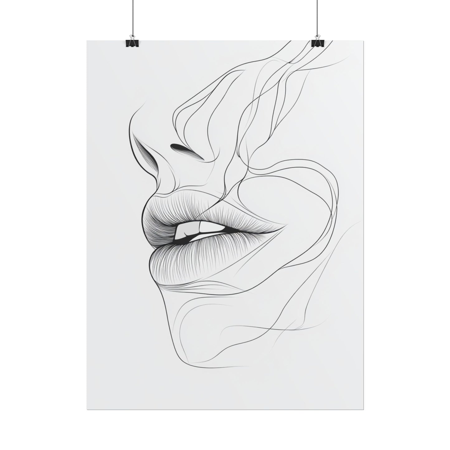 Echoes of Simplicity - Minimalist Abstract Lips Line Art