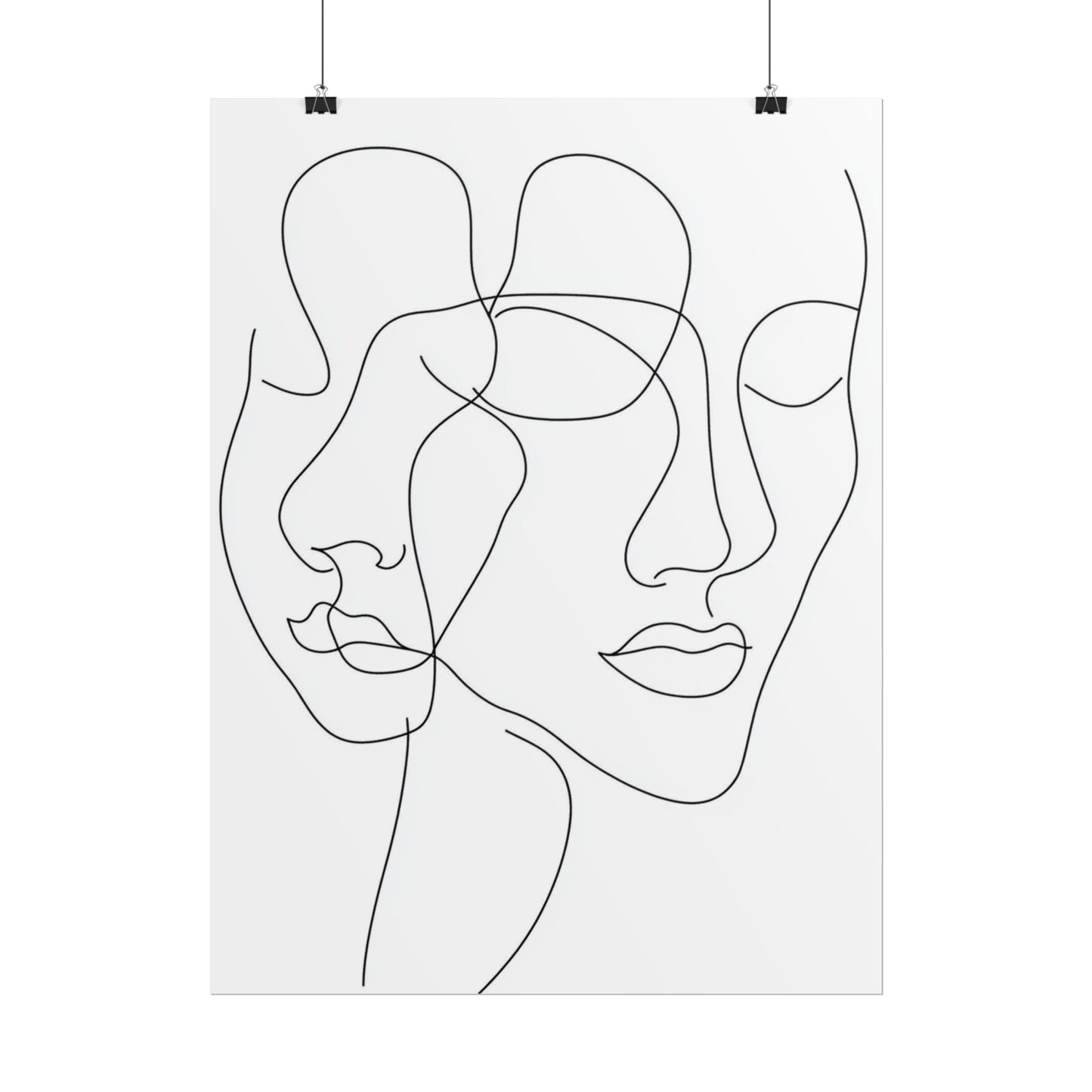 Intertwined Thoughts - Abstract Faces in Line Art