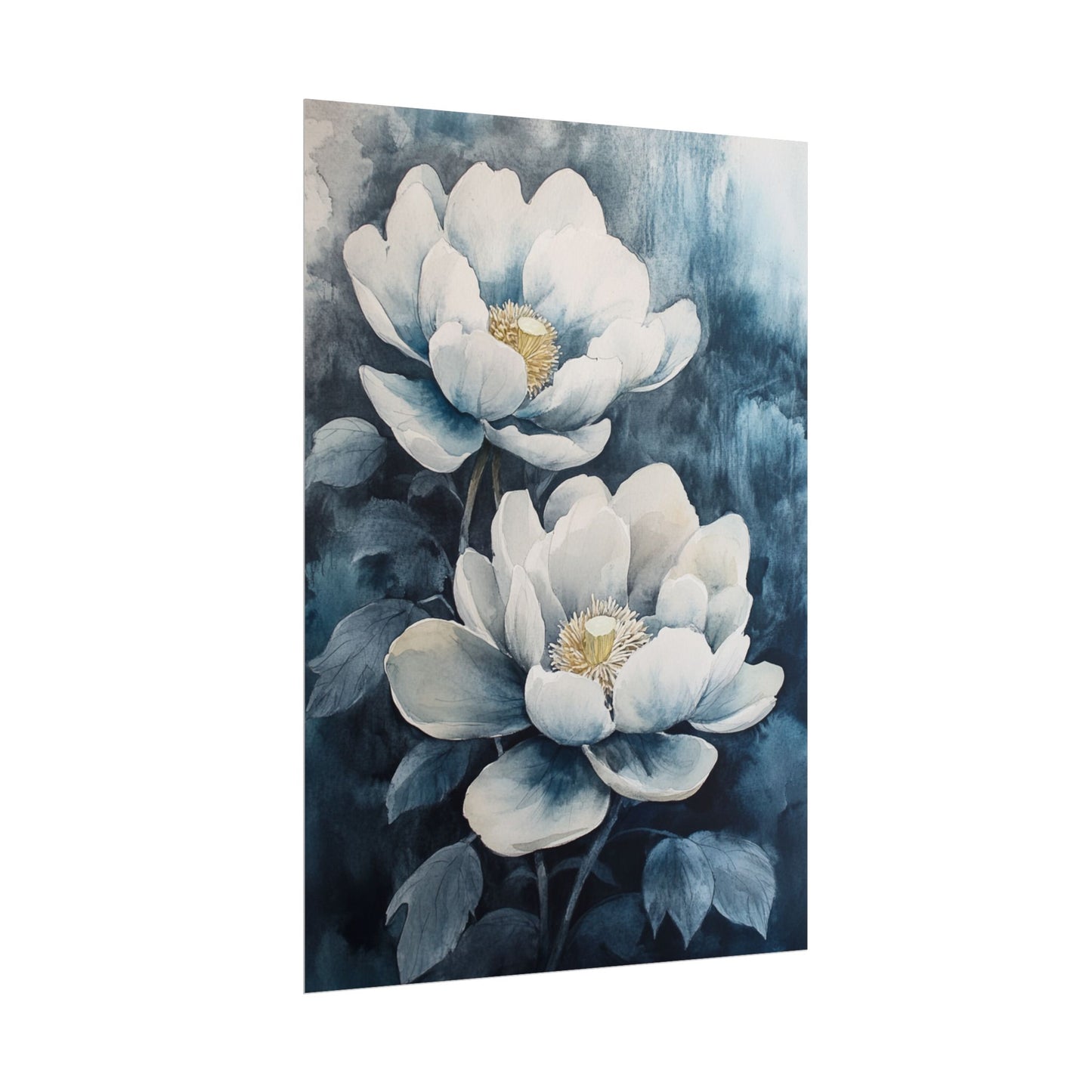 Elegant White Blooms - Abstract Floral Watercolour Print