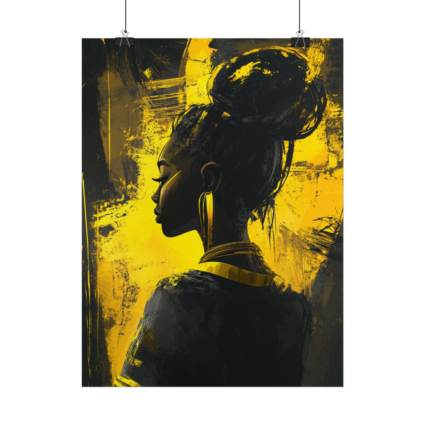 Ethereal Silhouette - Abstract Portrait in Monochrome and Gold